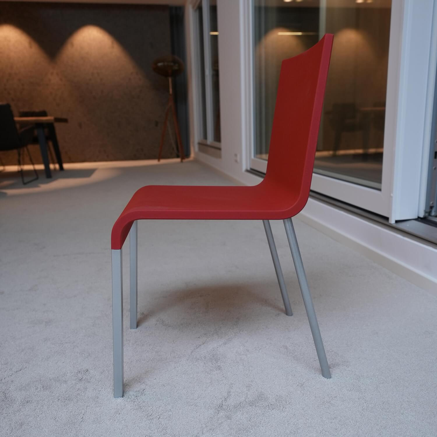 Vitra Stuhl 03 Rot Kunststoff Silber