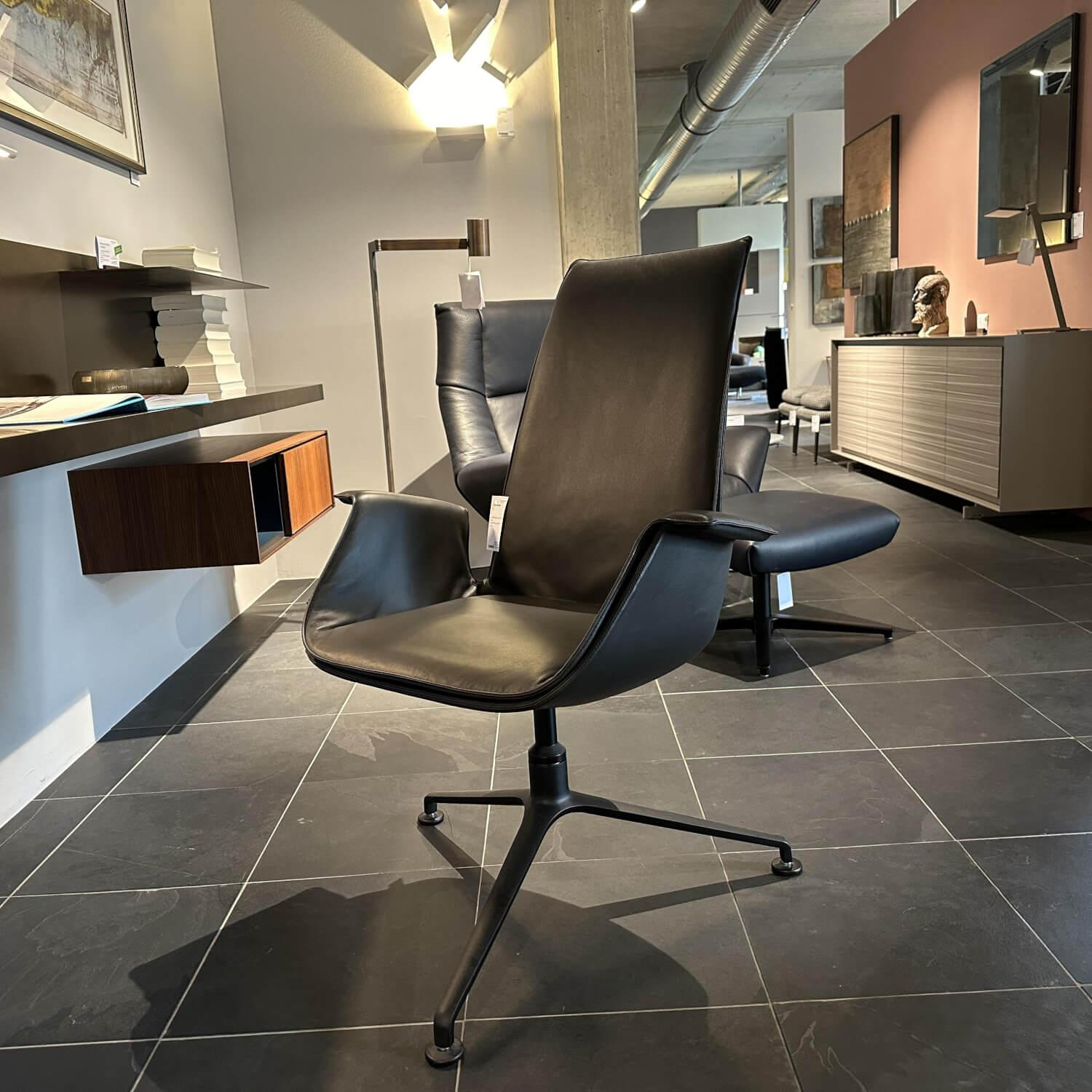 Walter Knoll Schalensessel FK Leder Dunkelbronze