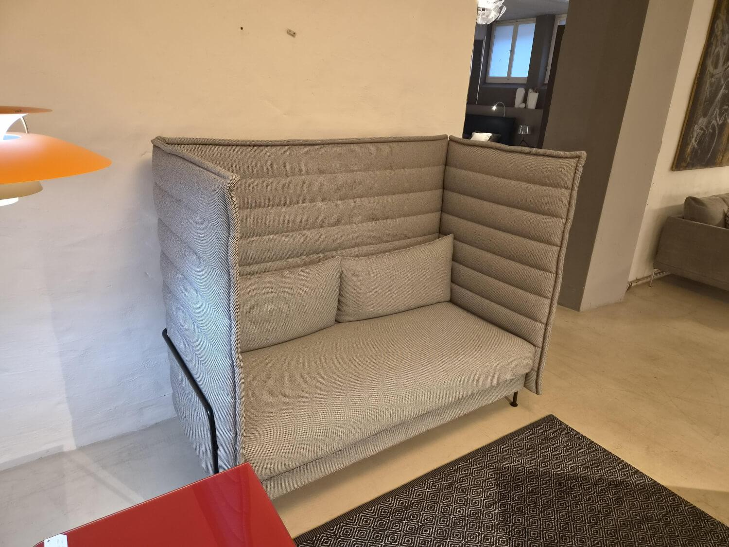 Sofa Alcove Highback Stoff Laser Dunkelblau Elfenbein Beige