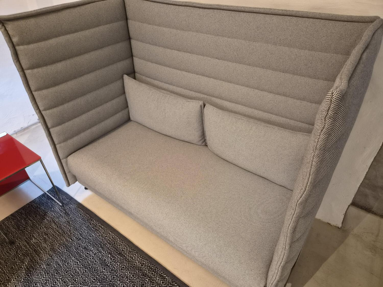 Sofa Alcove Highback Fabric Laser Dark Blue Ivory Beige