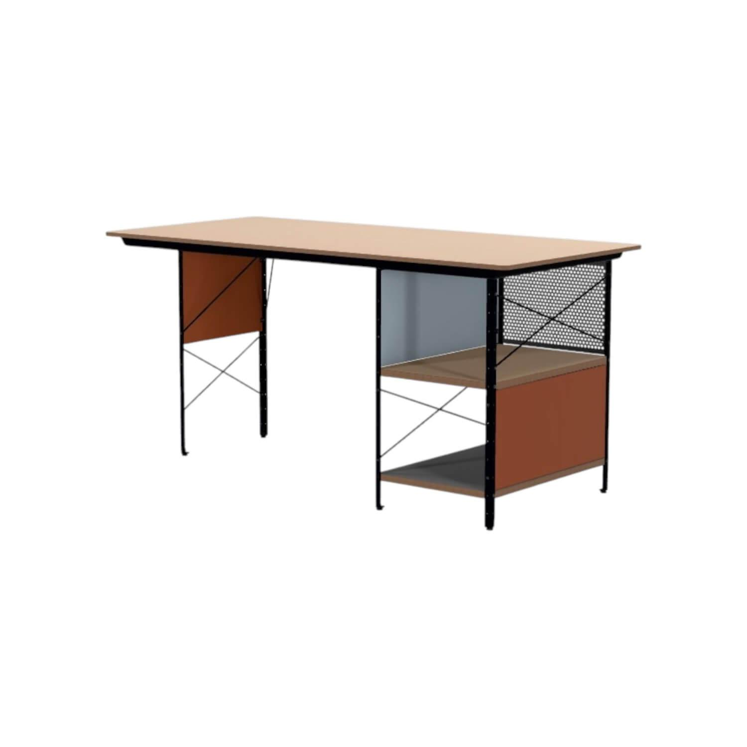 Vitra Eames Schreibtisch Birke Furnier Aluminium Schwarz