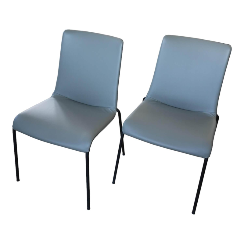 Walter Knoll Liz 1302 Lederstuhl Grau Bise Schwarz