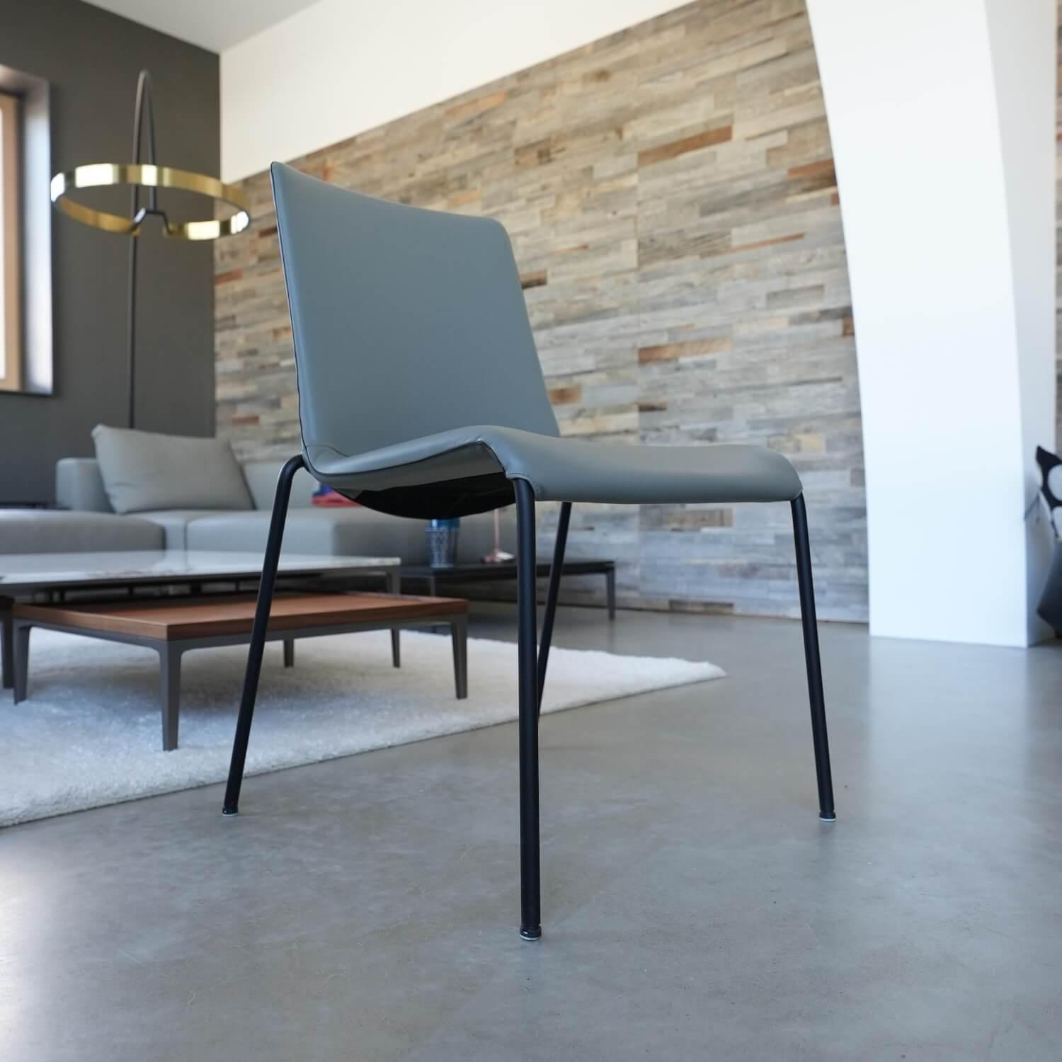 Walter Knoll Liz 1302 Lederstuhl Grau Bise Schwarz