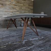 Tisch Seito Quarzstein Weiß Gestell Holz Nussbaum