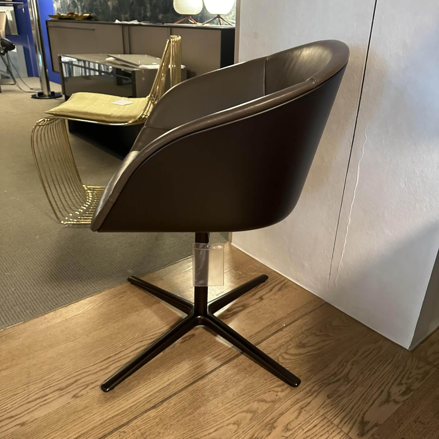 Walter Knoll Schalensessel Kyo 1342 Leder Khaki Braun Bronze