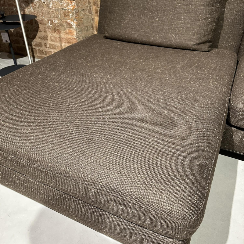 Tama Living Ecksofa Stoff B&B Spora Braun Kufen Eiche