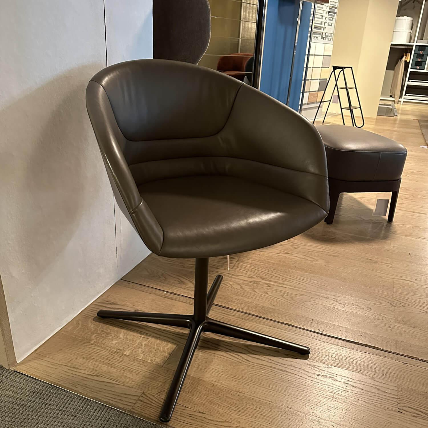 Walter Knoll Schalensessel Kyo 1342 Leder Khaki Braun Bronze