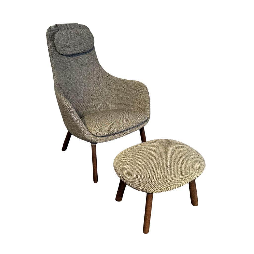 Vitra Hal Stoff Credo Grau Hocker Eiche