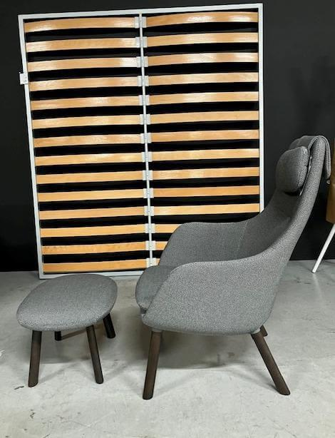 Vitra Hal Stoff Credo Grau Hocker Eiche