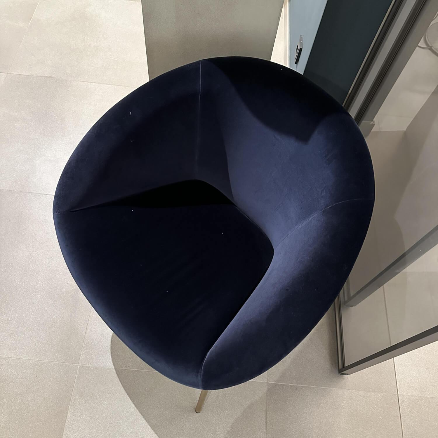 Walter Knoll Sessel 369 Stoff Harald Blau Gestell Messing