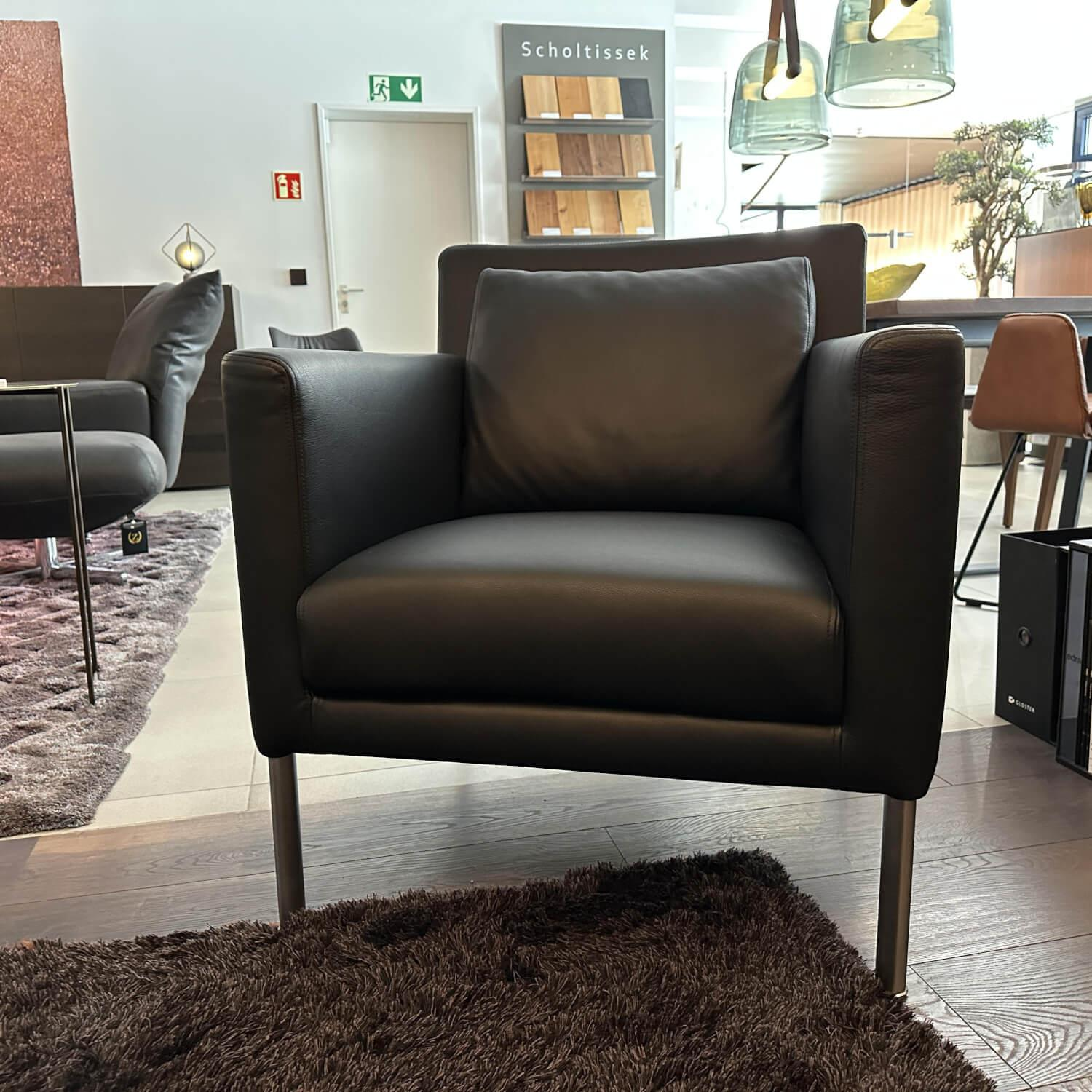Walter Knoll Sessel Jason Leder Nappa Schwarz Metallgestell