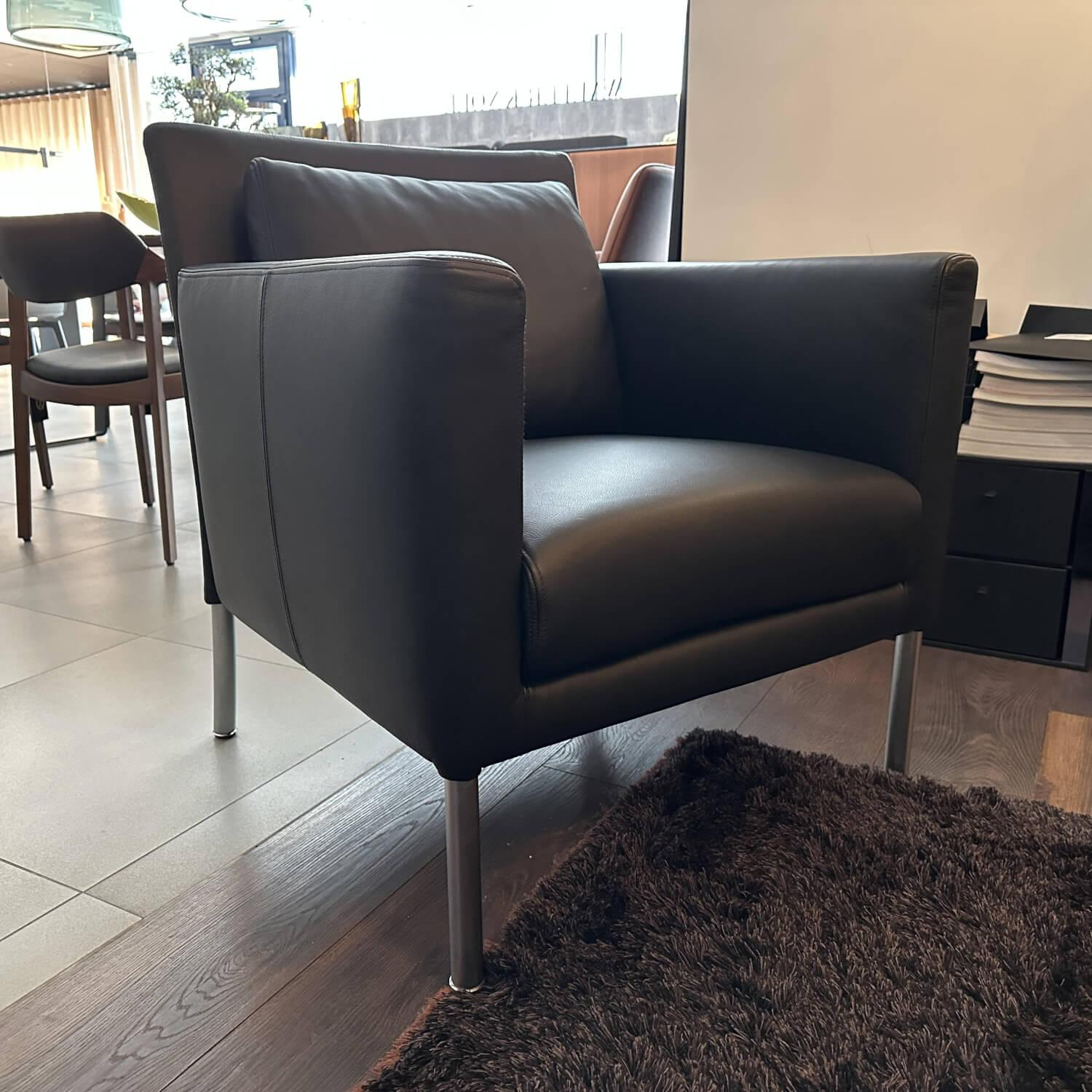 Walter Knoll Sessel Jason Leder Nappa Schwarz Metallgestell