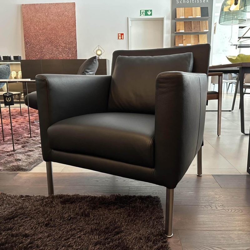 Walter Knoll Sessel Jason Leder Nappa Schwarz Metallgestell