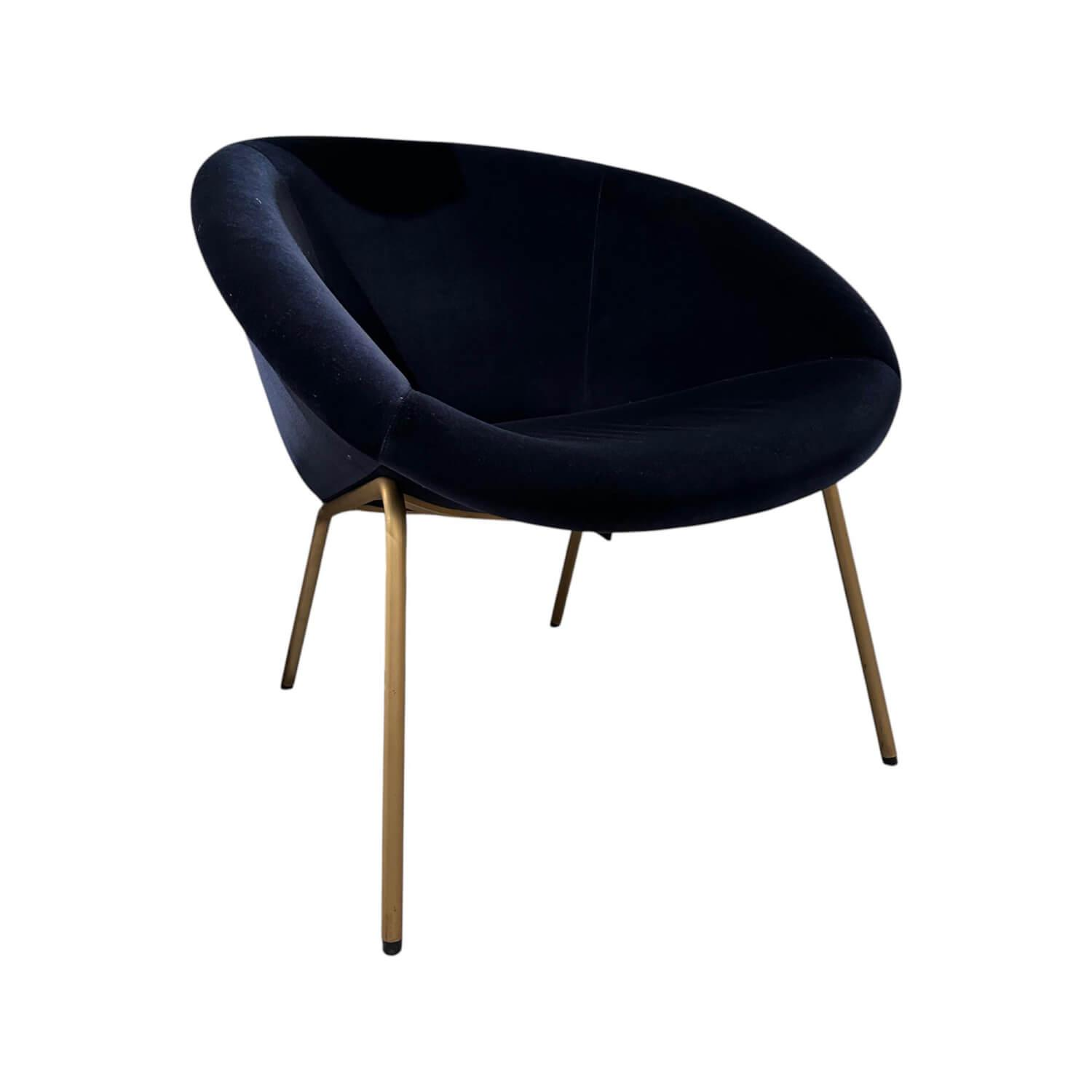 Walter Knoll Sessel 369 Stoff Harald Blau Gestell Messing