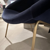 Walter Knoll Sessel 369 Stoff Harald Blau Gestell Messing