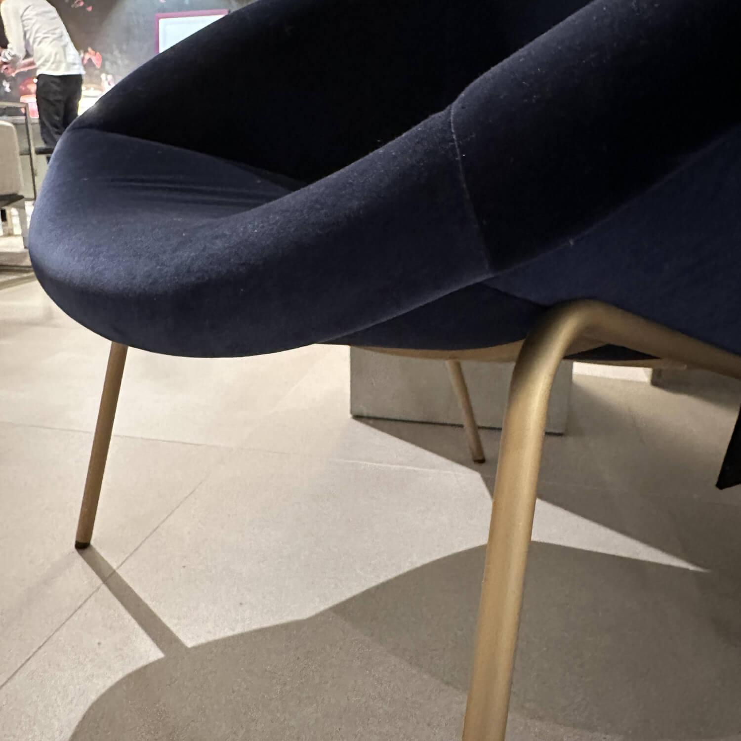 Walter Knoll Sessel 369 Stoff Harald Blau Gestell Messing