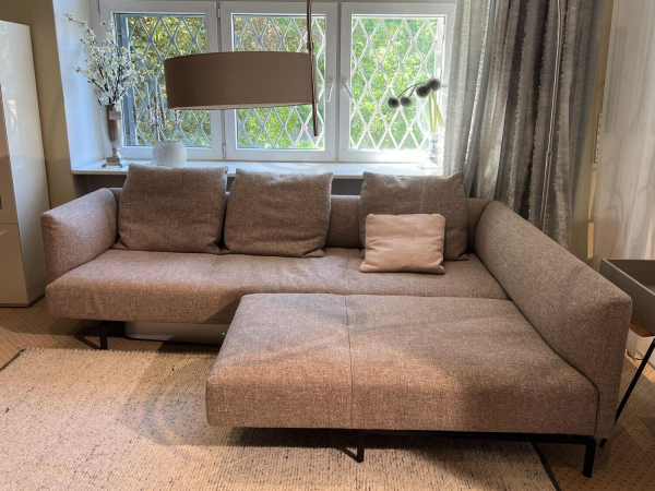 Muud Ecksofa Walter Knoll Stoff Savannah Aluminium Schwarz
