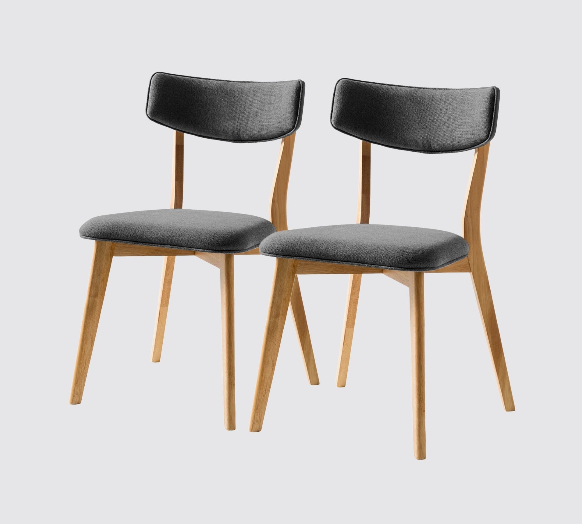 2x Dining chair Rubberwood and fabric grey