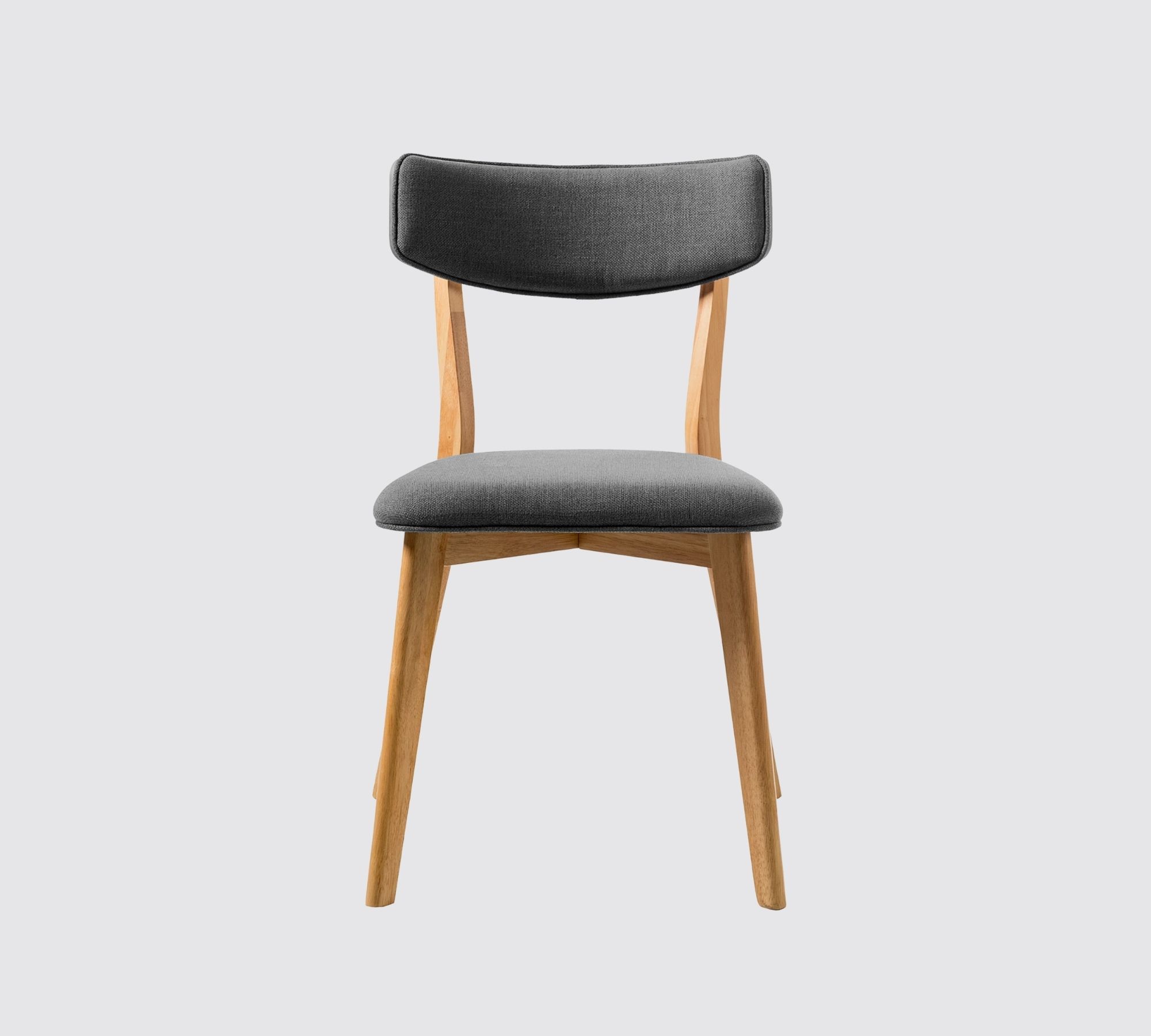 2x Dining chair Rubberwood and fabric grey