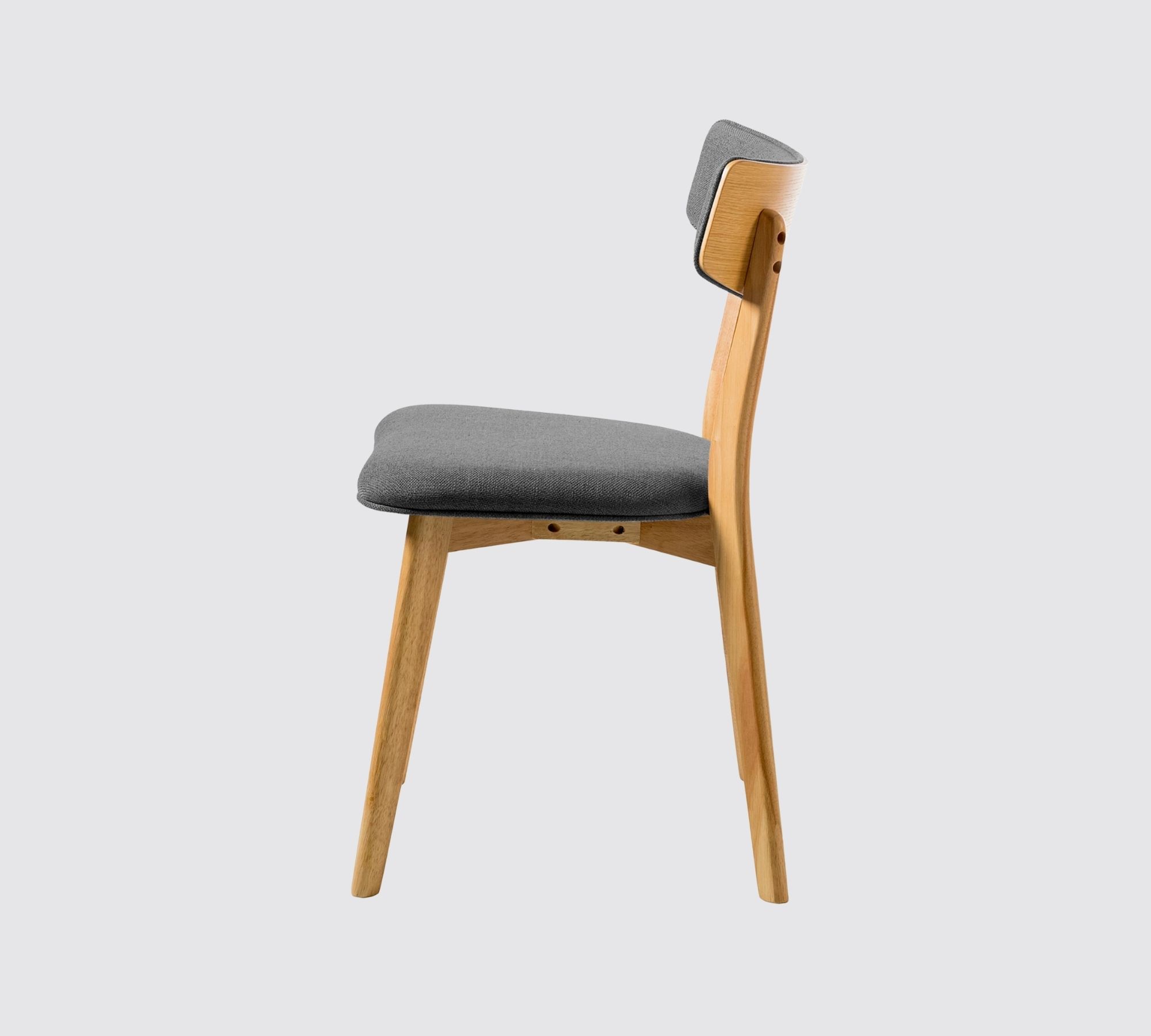 2x Dining chair Rubberwood and fabric grey