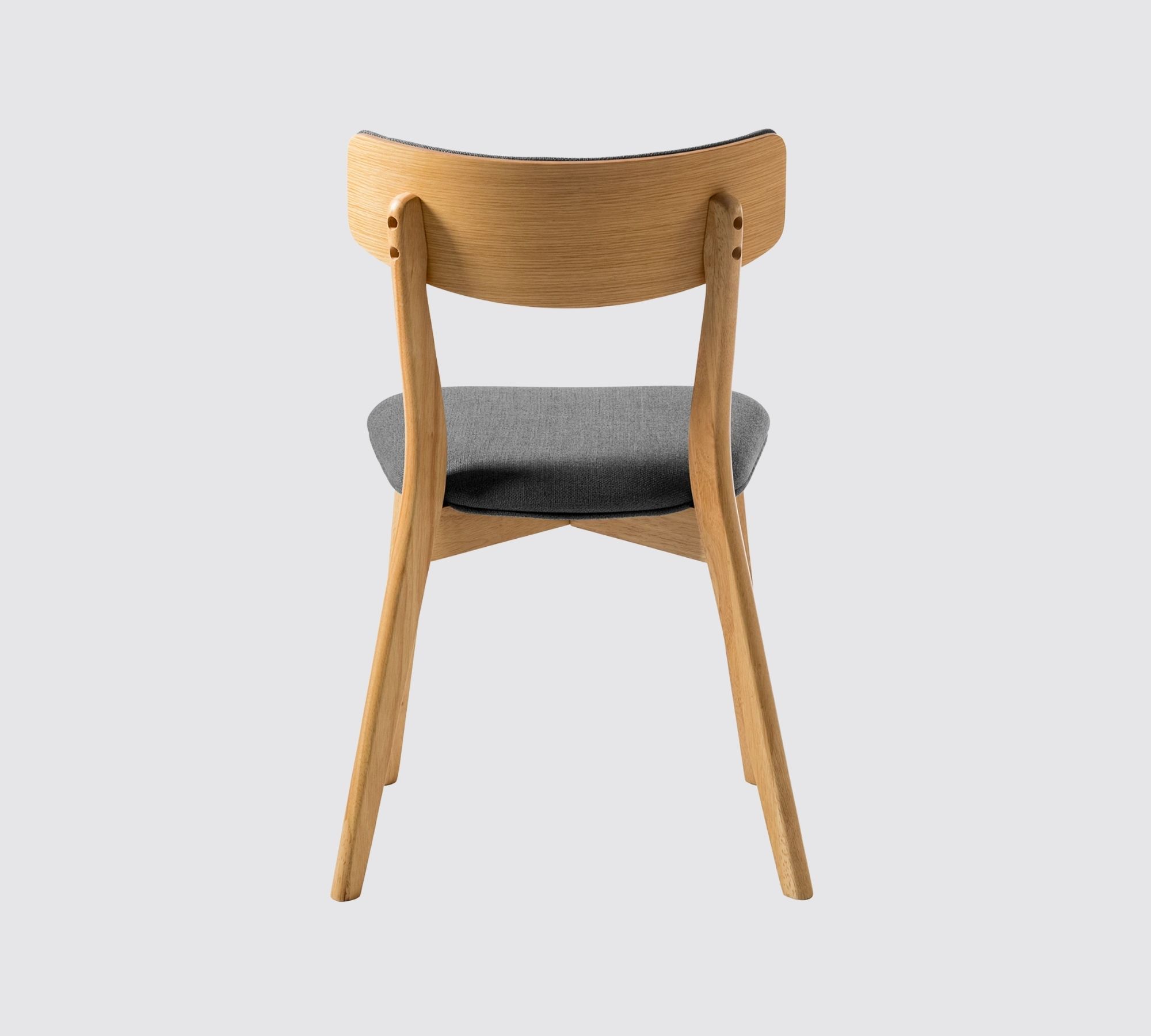 2x Dining chair Rubberwood and fabric grey