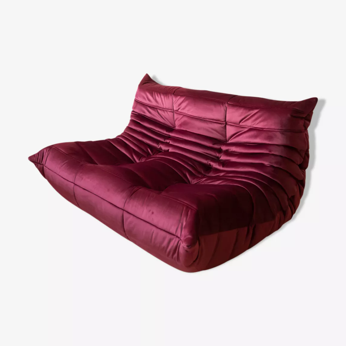 Togo Sofa 2-seater velvet burgundy