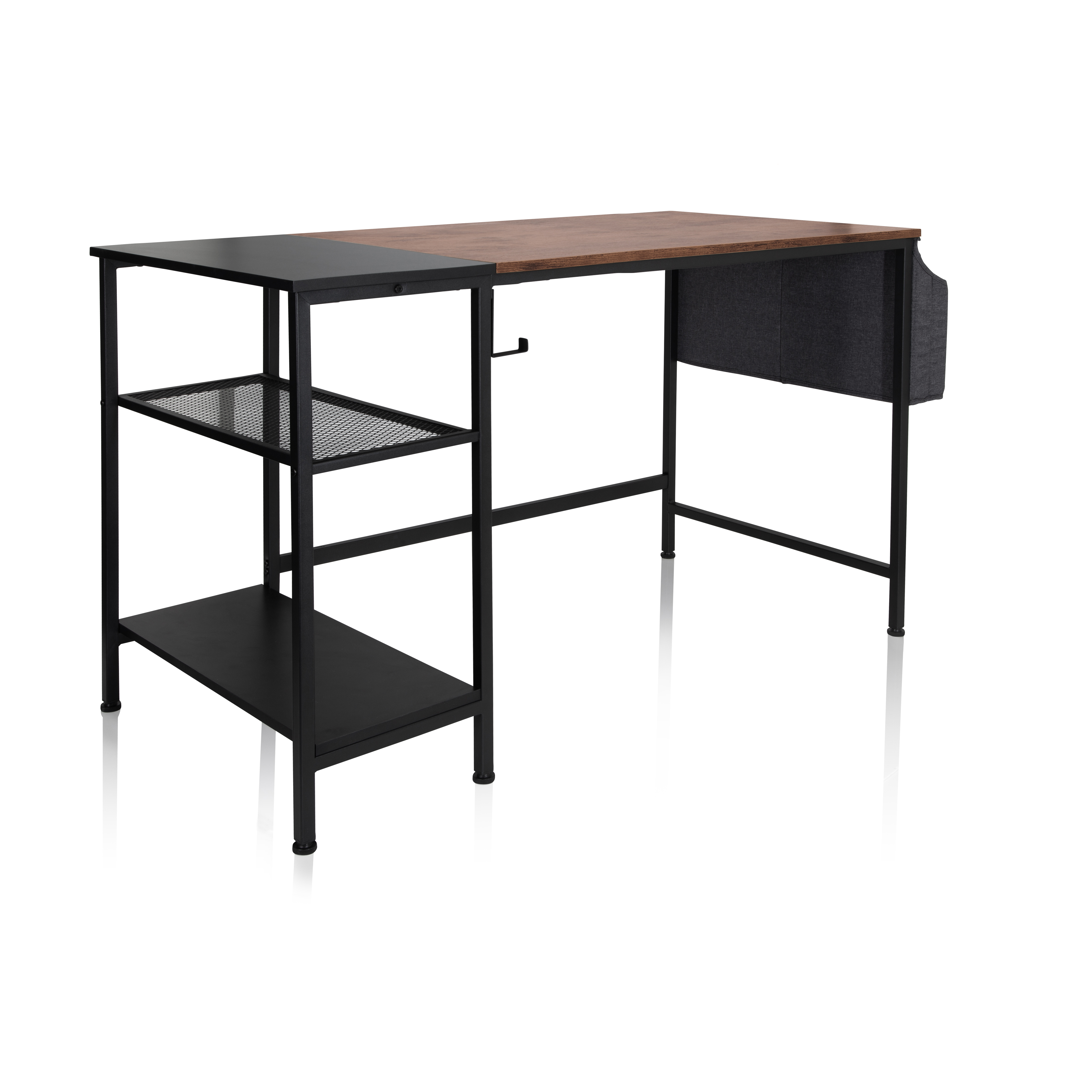 Desk with side shelf Black Brown 120 x 60 cm