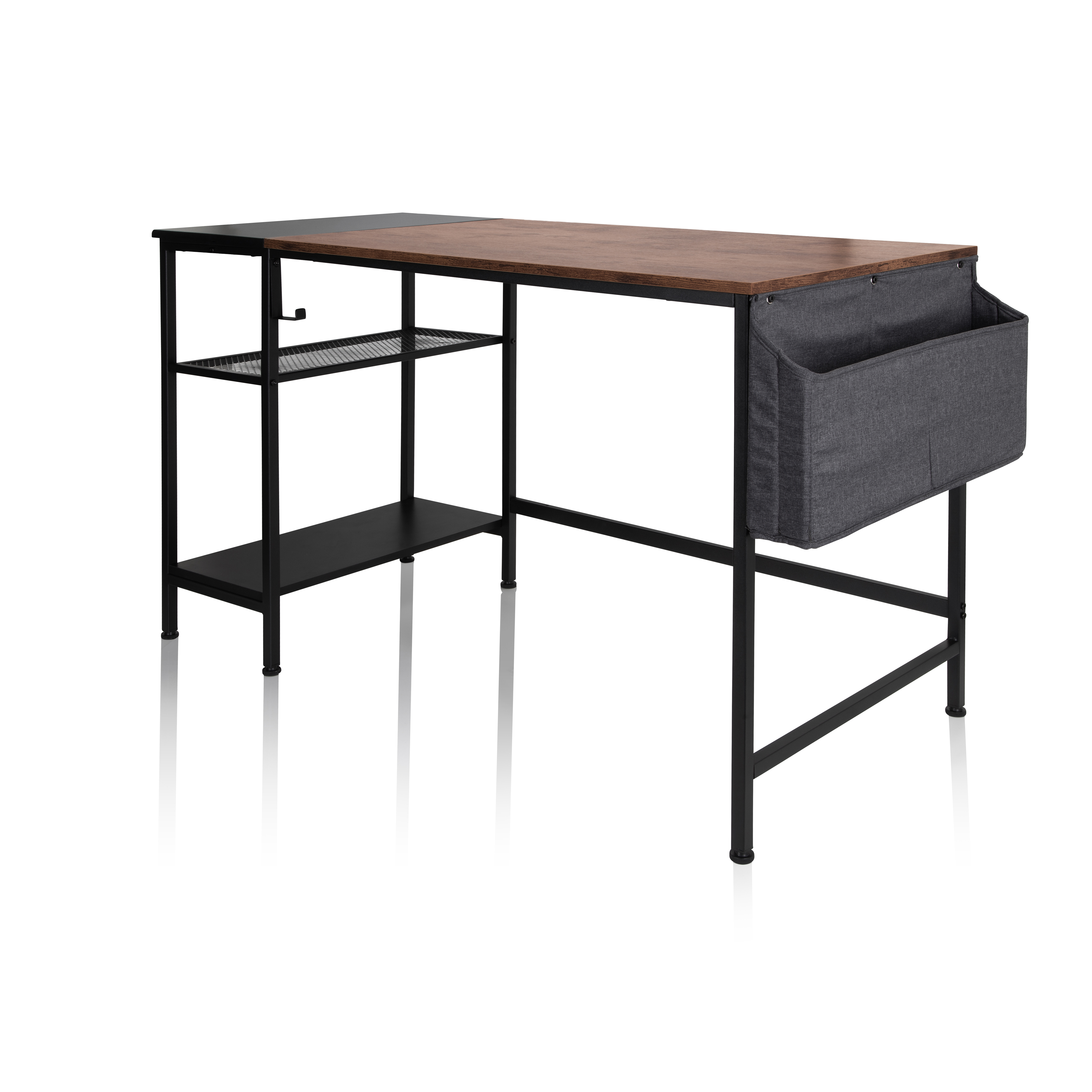 Desk with side shelf Black Brown 120 x 60 cm