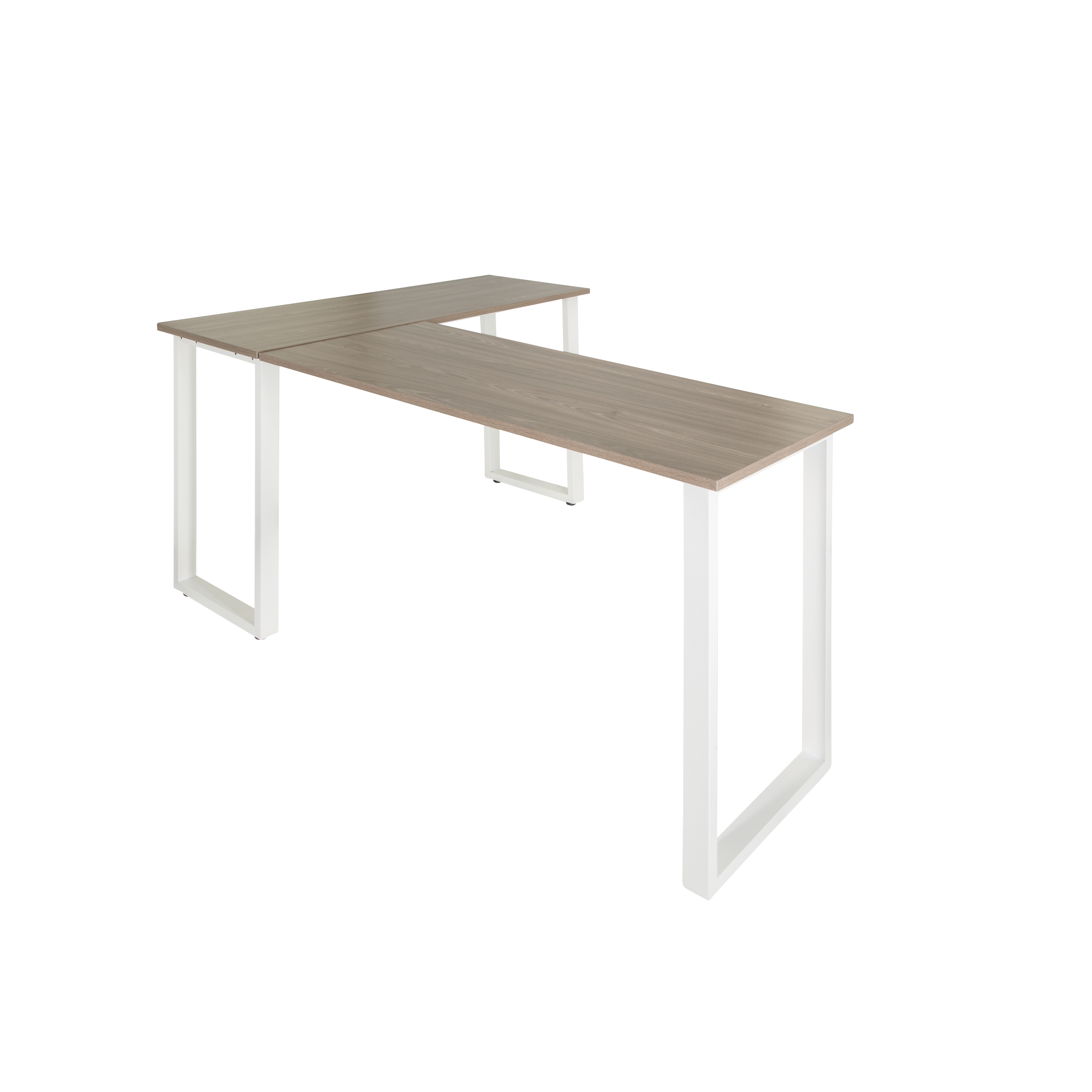 Corner desk wood decor grey white 165 x 120 cm