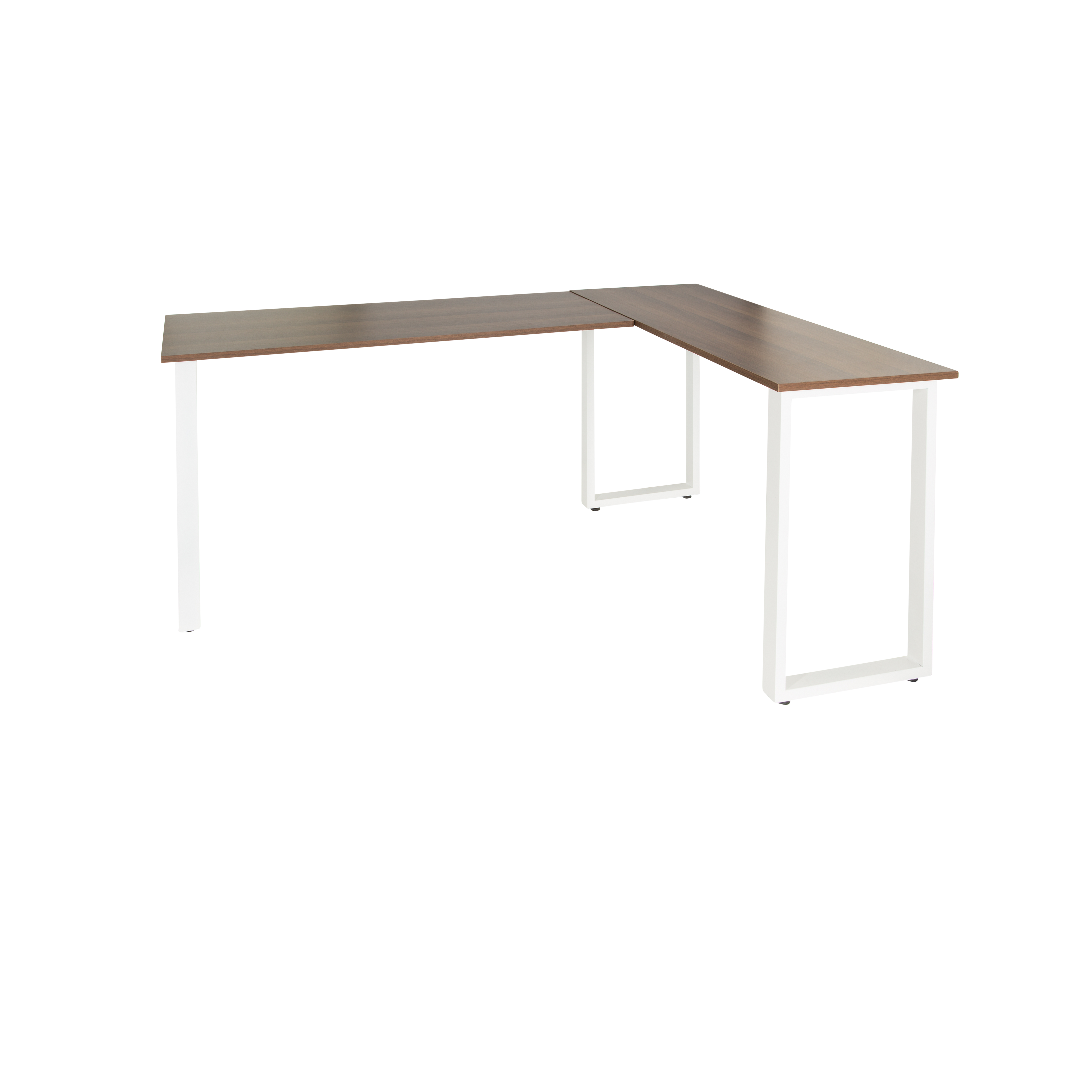 Corner desk wood decor walnut white 160 x 120 cm