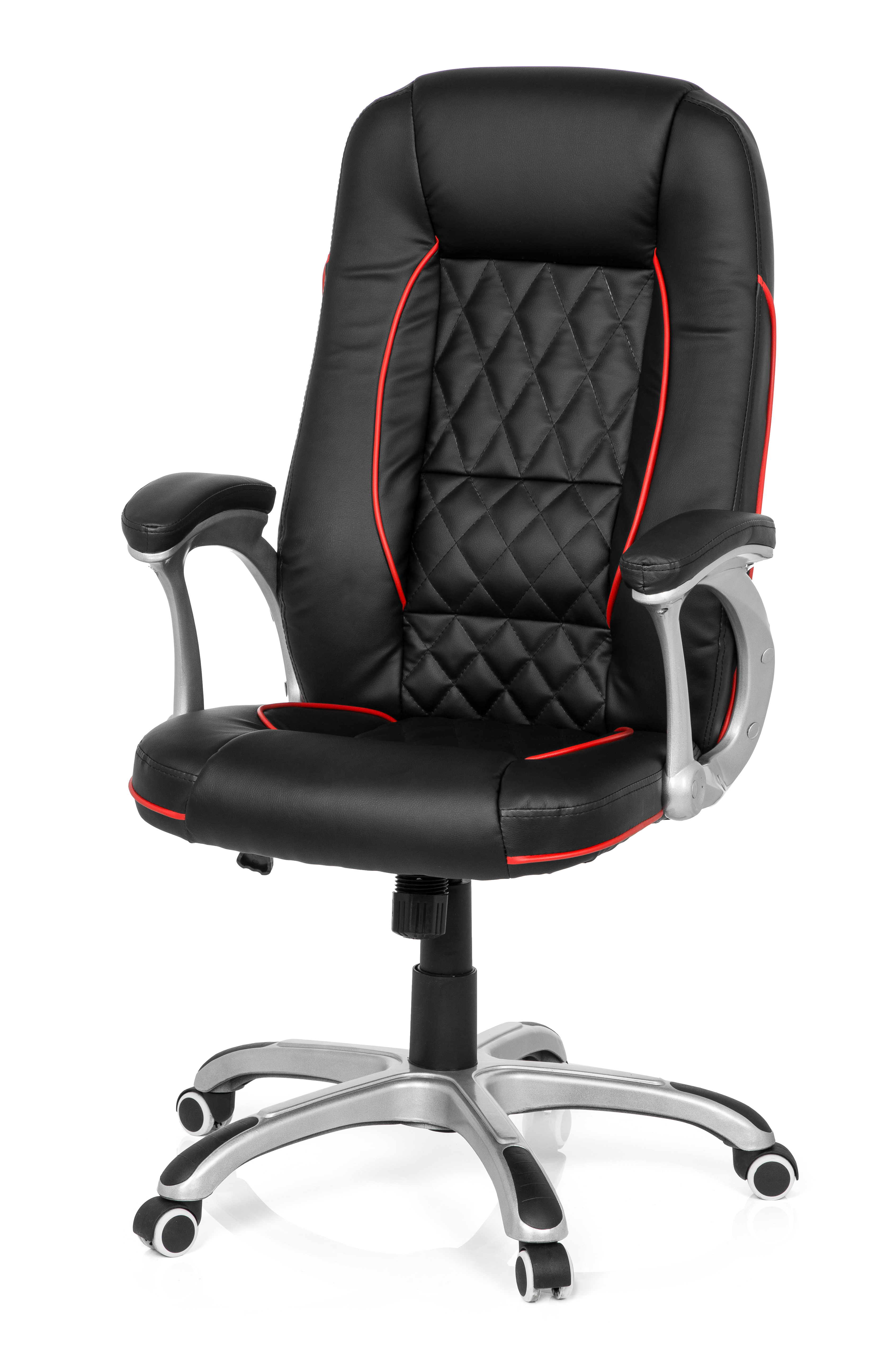 Executive chair faux leather black red