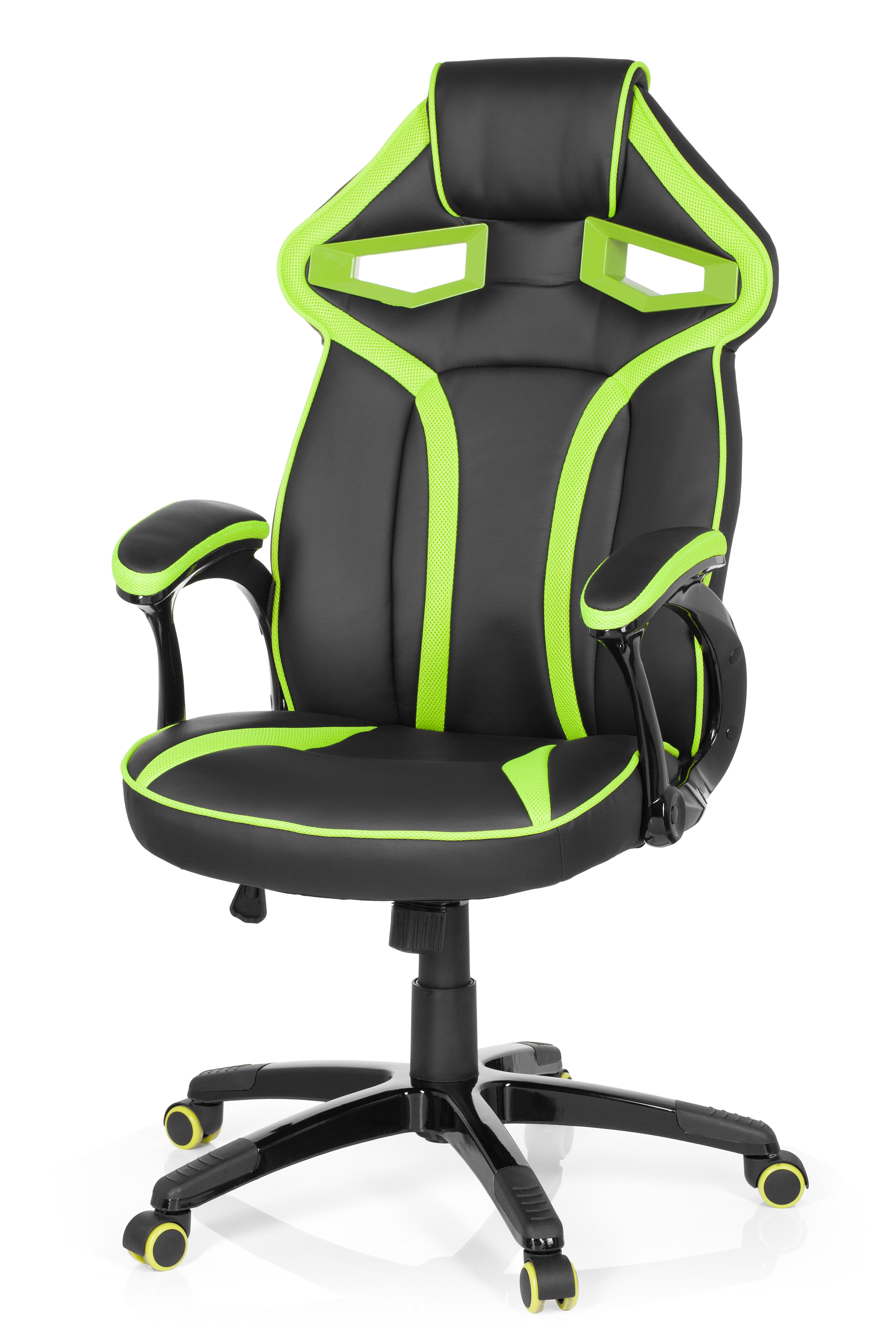 Gaming office chair artificial leather black green