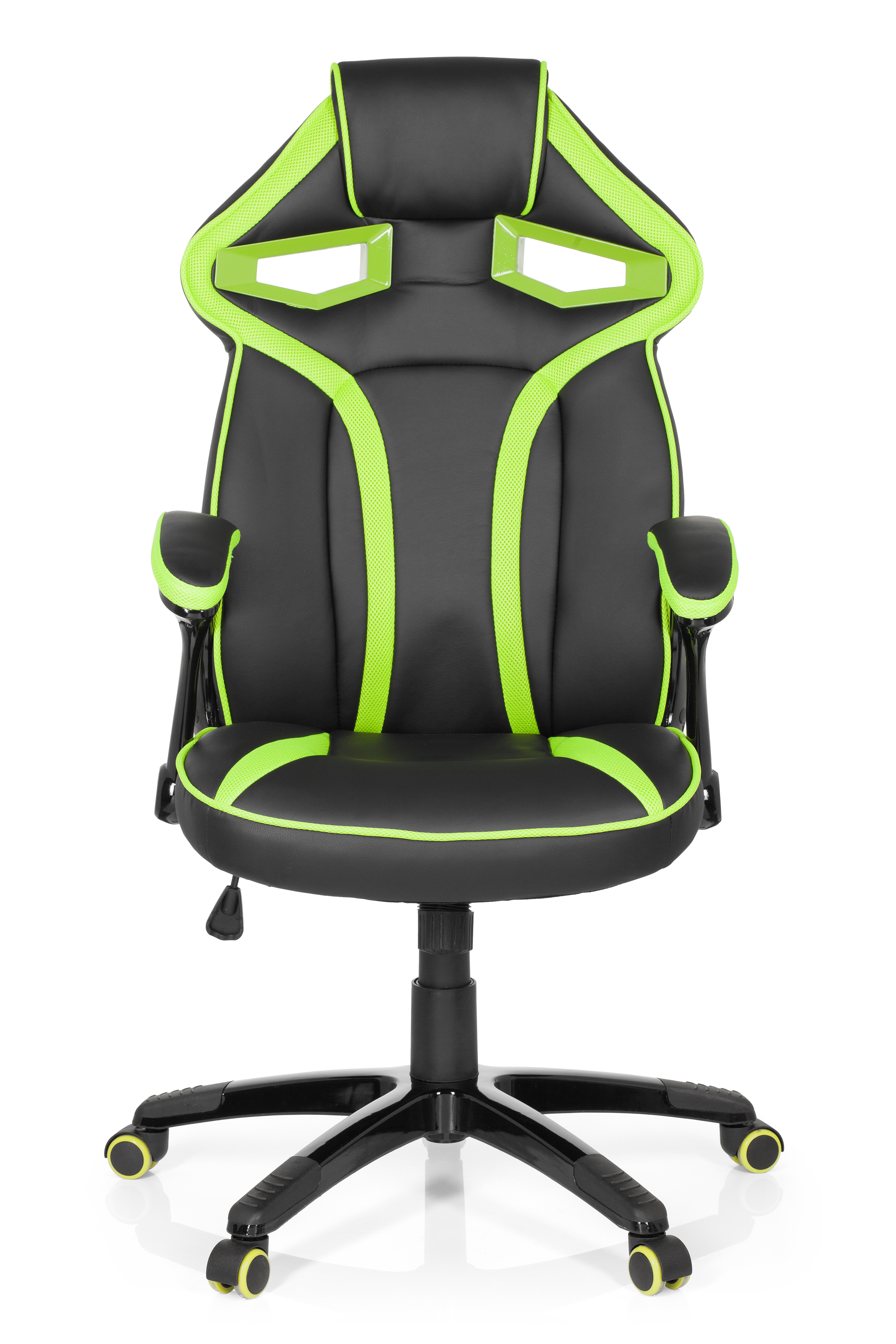 Gaming office chair artificial leather black green