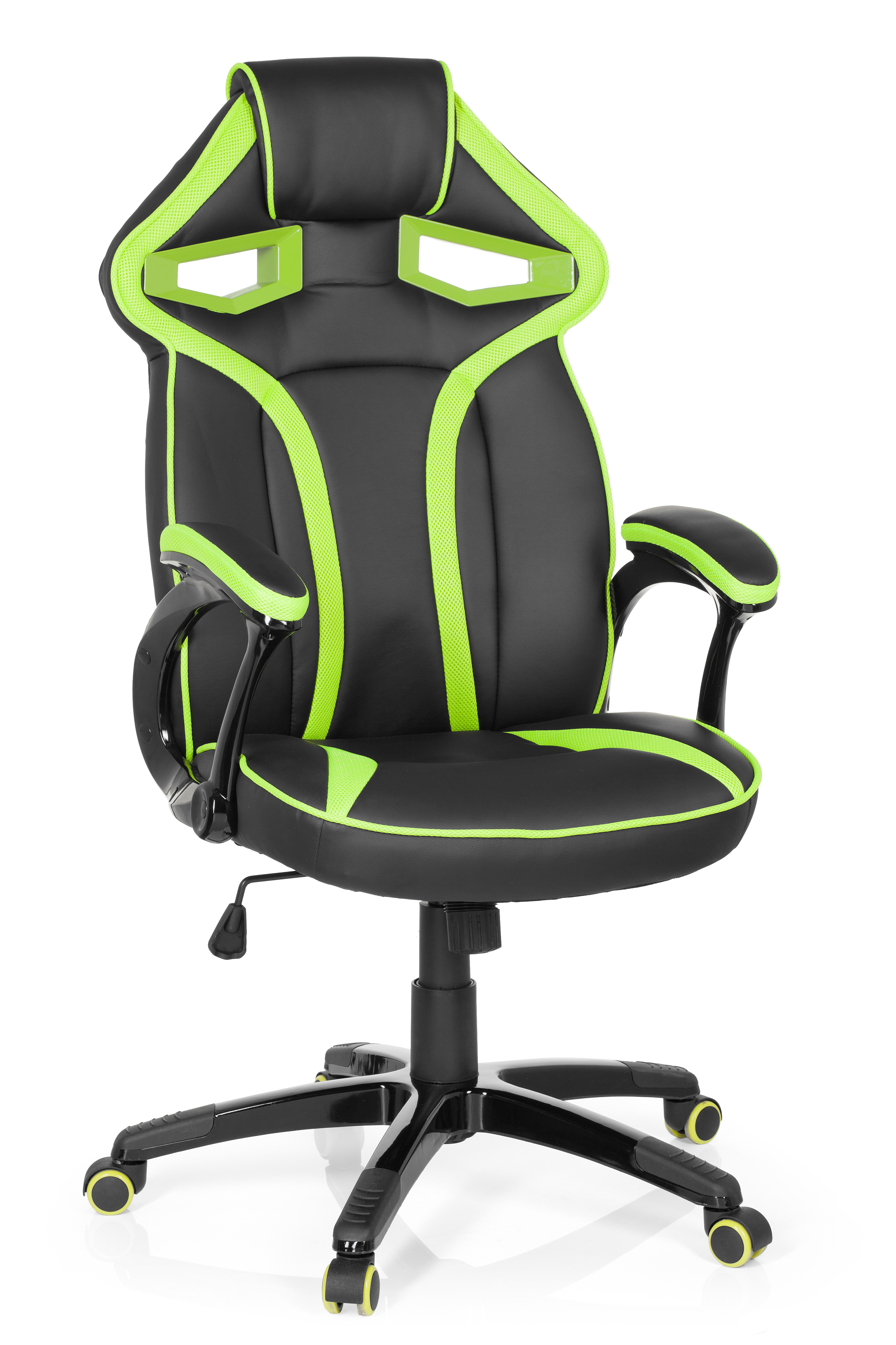 Gaming office chair artificial leather black green