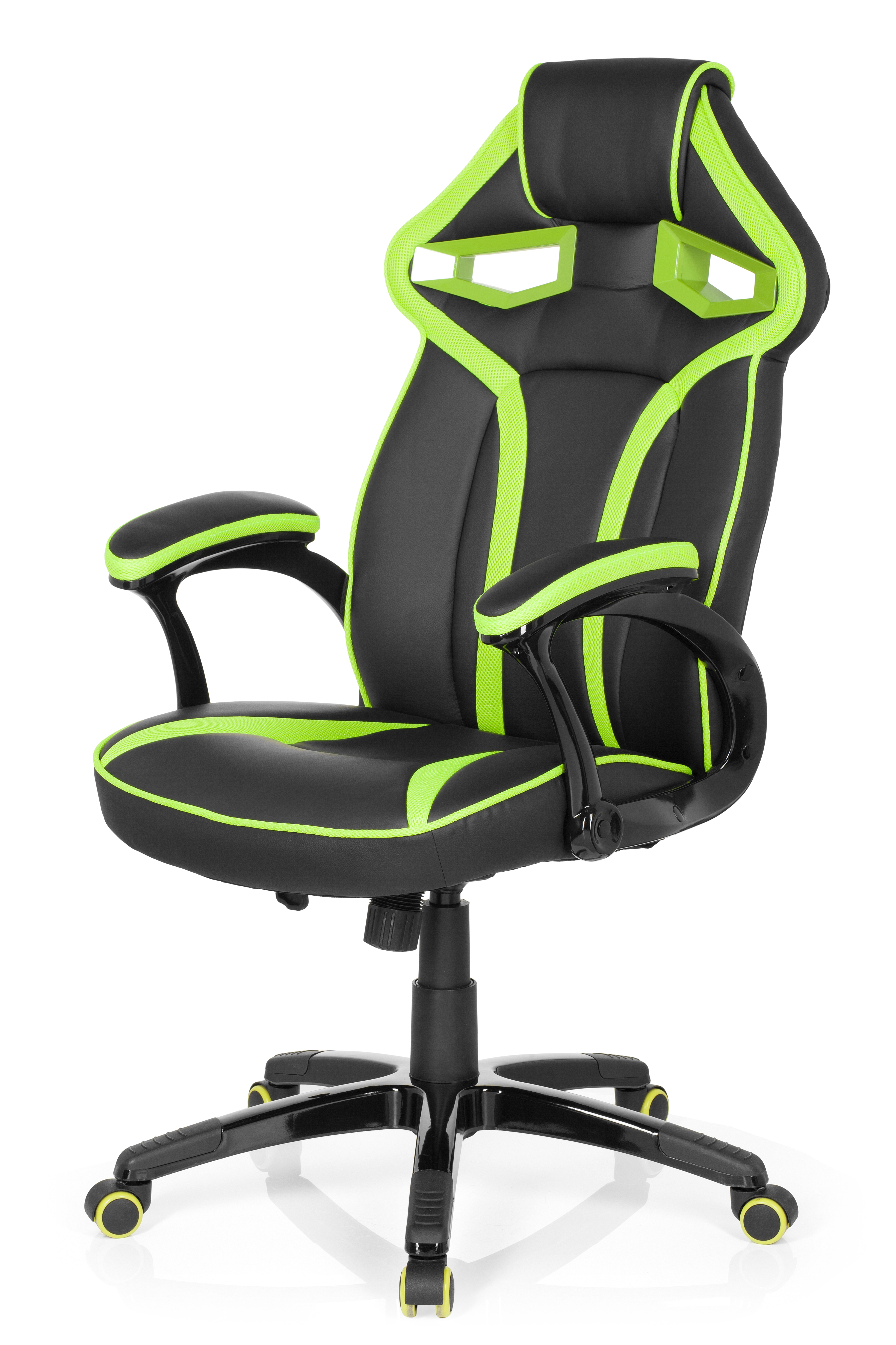 Gaming office chair artificial leather black green