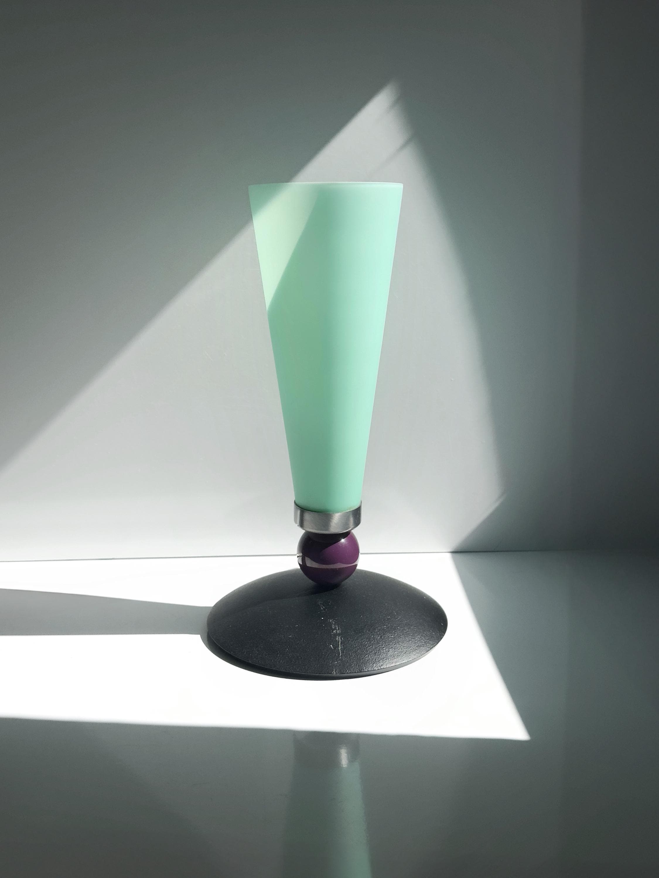 Vintage Casablanca Tischlampe aus Glas in Mintgrün