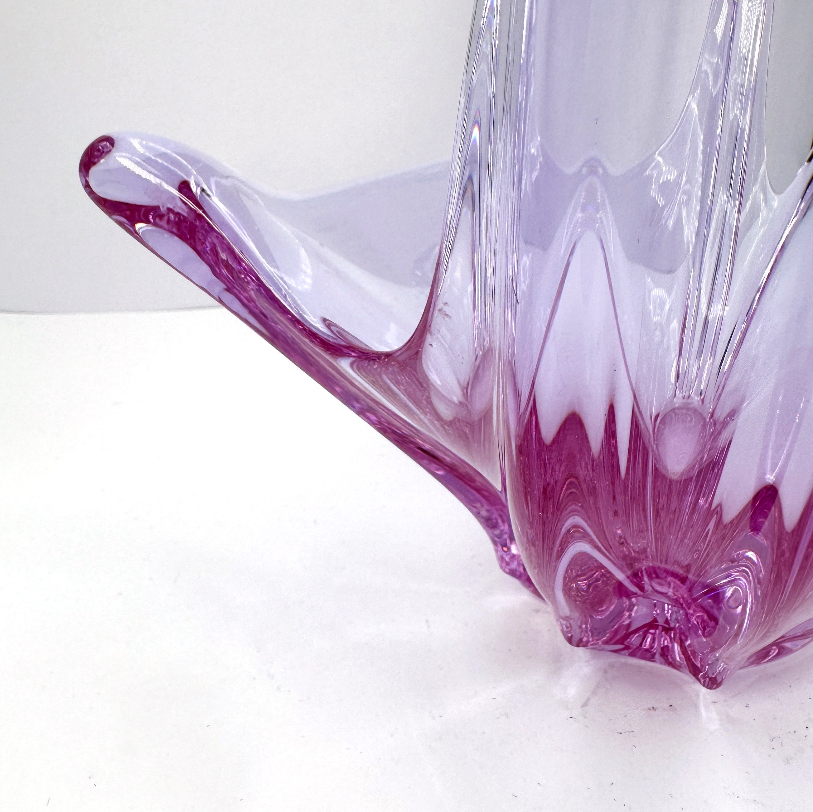 XXL Vintage Alexandrit-Glasschale in Flieder & Rosa