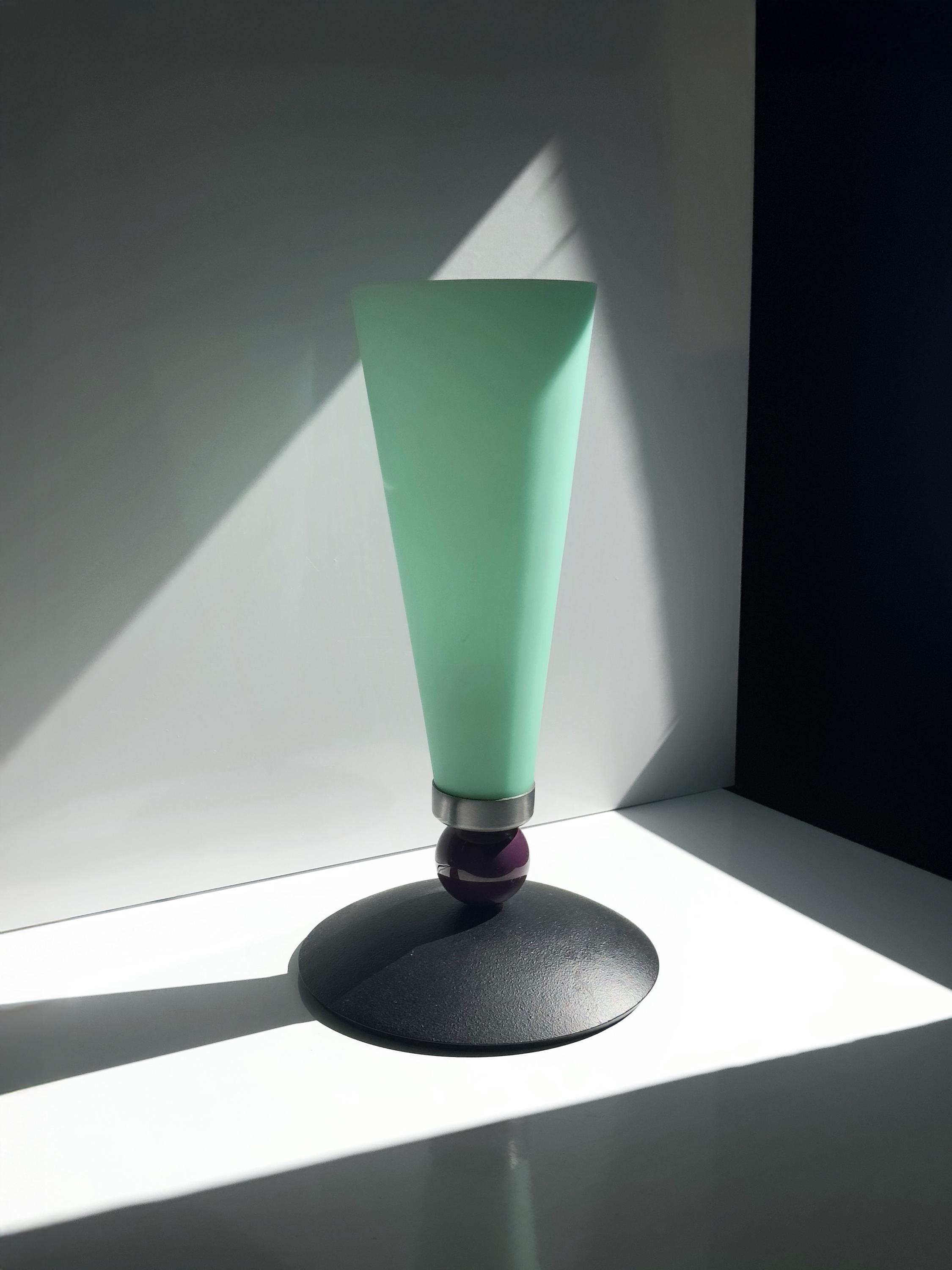 Vintage Casablanca Tischlampe aus Glas in Mintgrün