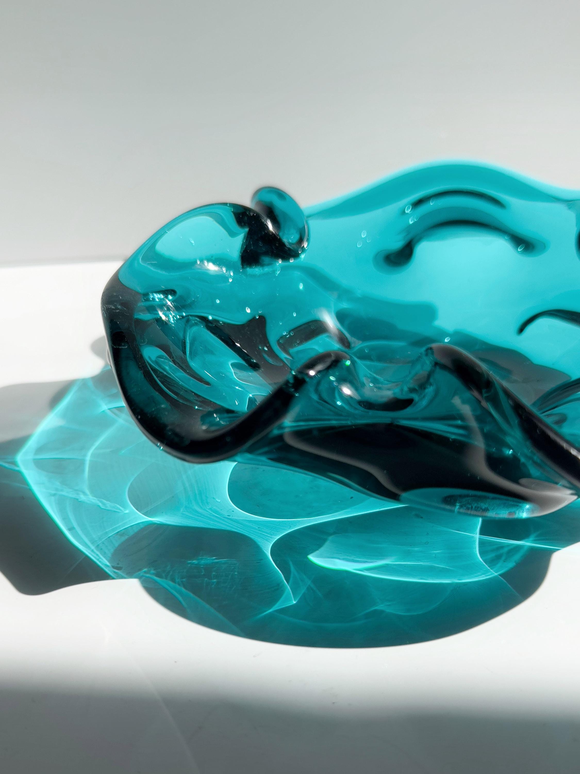 Vintage Murano Glas-Aschenbecher in Türkisgrün