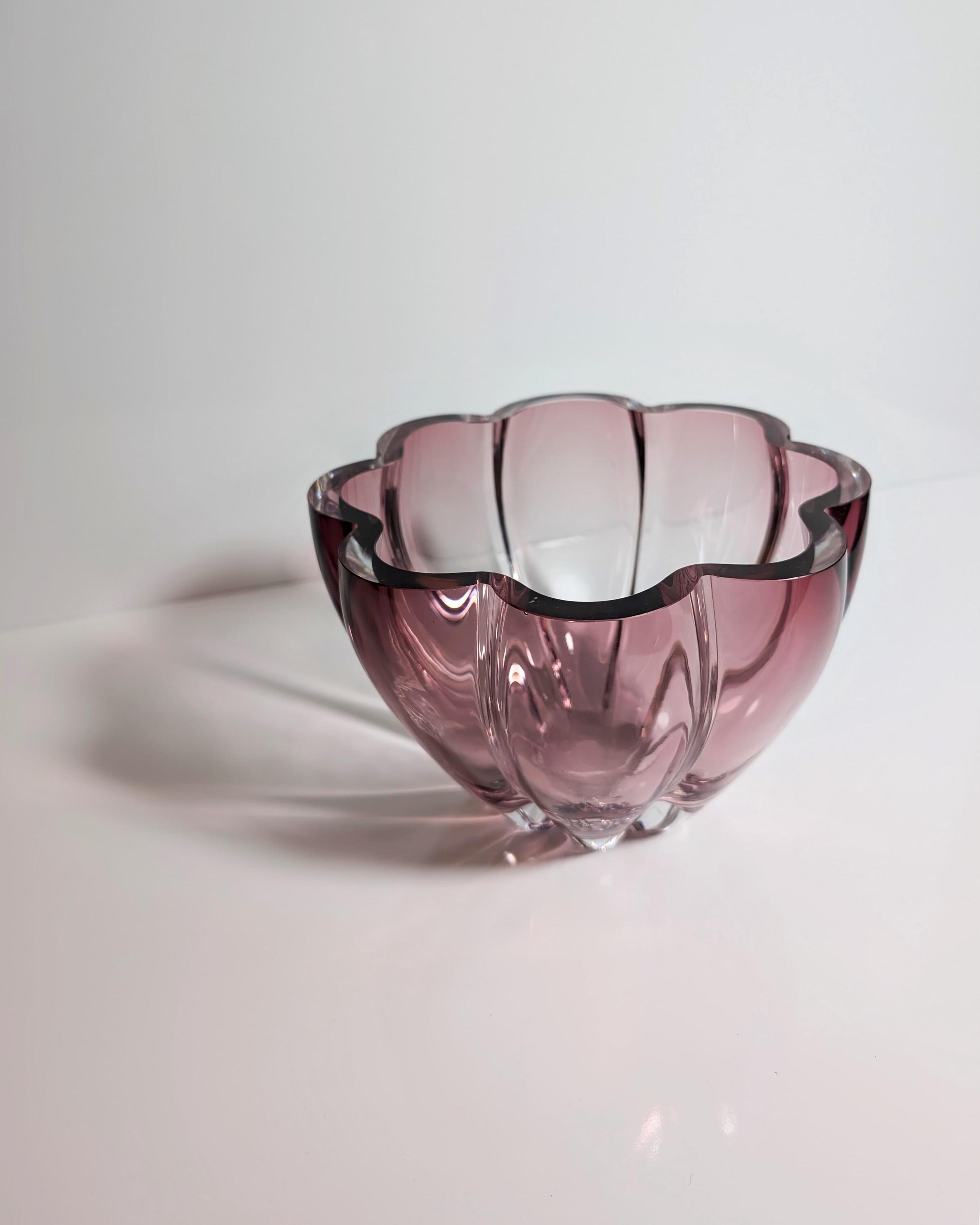 Vintage Kristallglasschale in Cranberry & Transparent