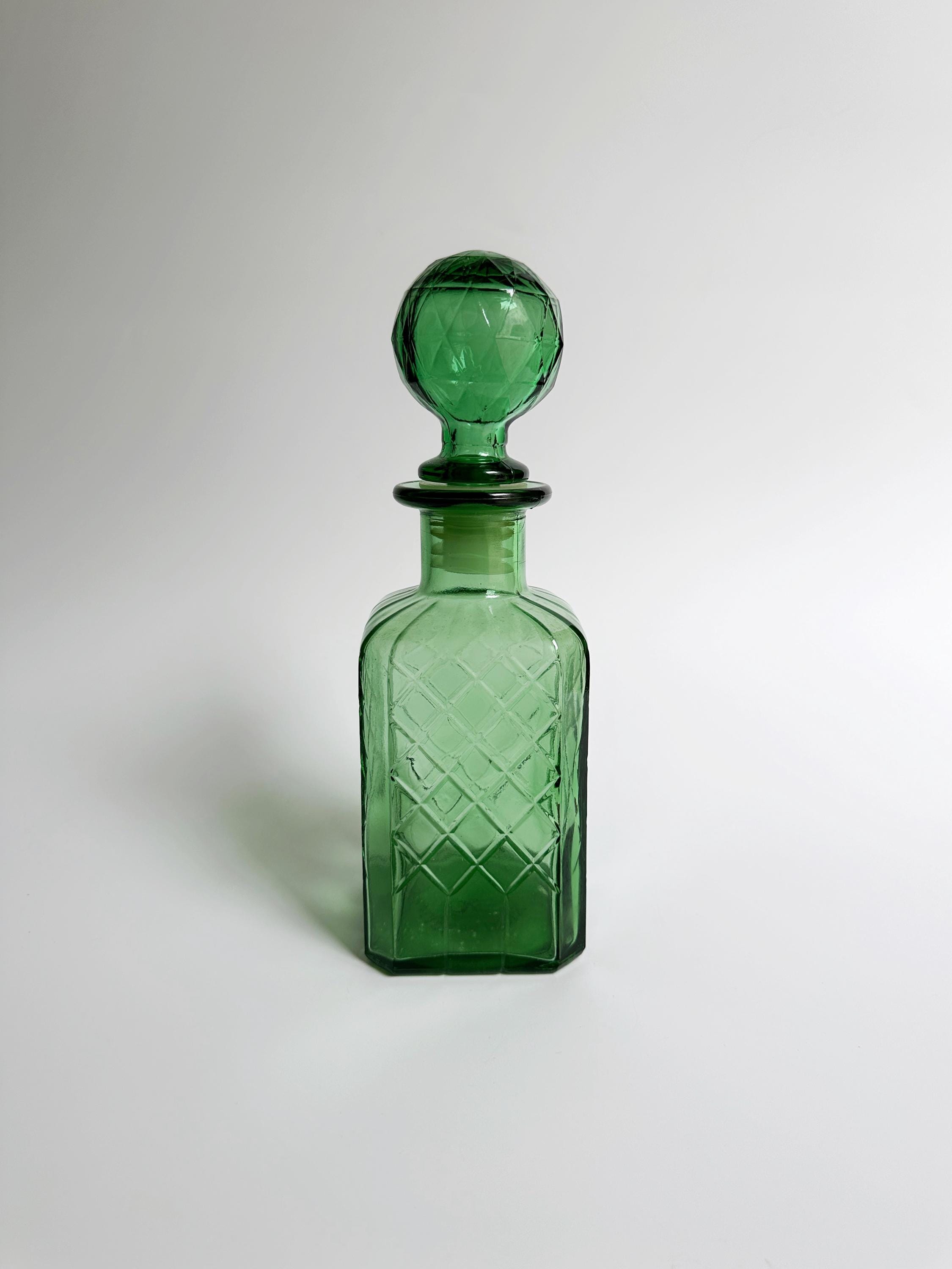 Vintage Empoli Glas-Dekanter in Grün, Italien 1960er