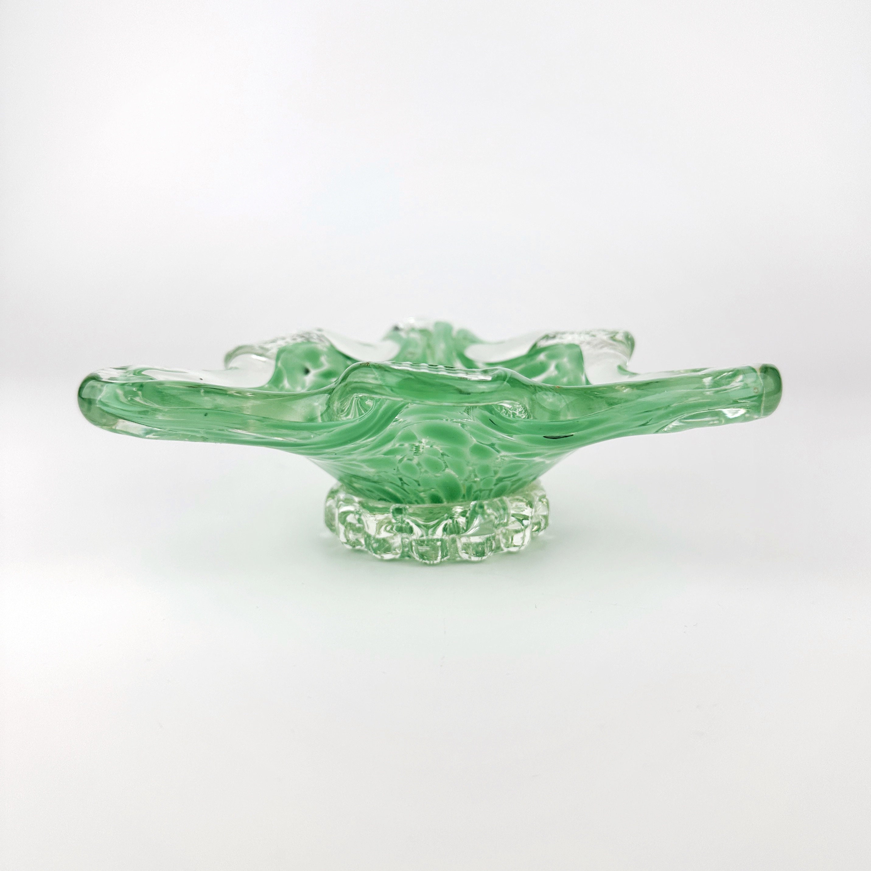 Vintage italienischer Glas-Aschenbecher in Pastellgrün