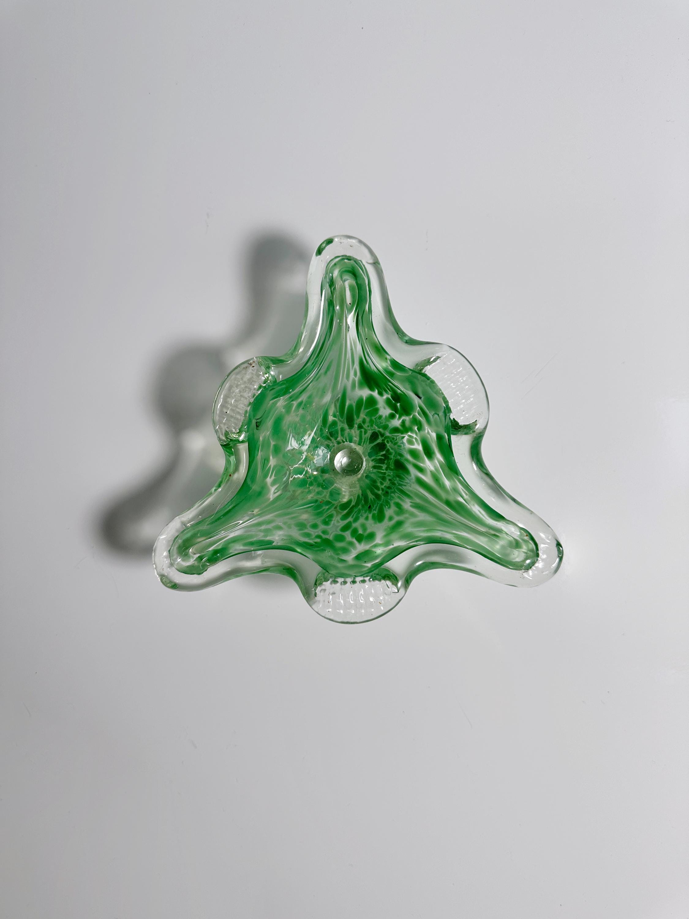 Vintage italienischer Glas-Aschenbecher in Pastellgrün
