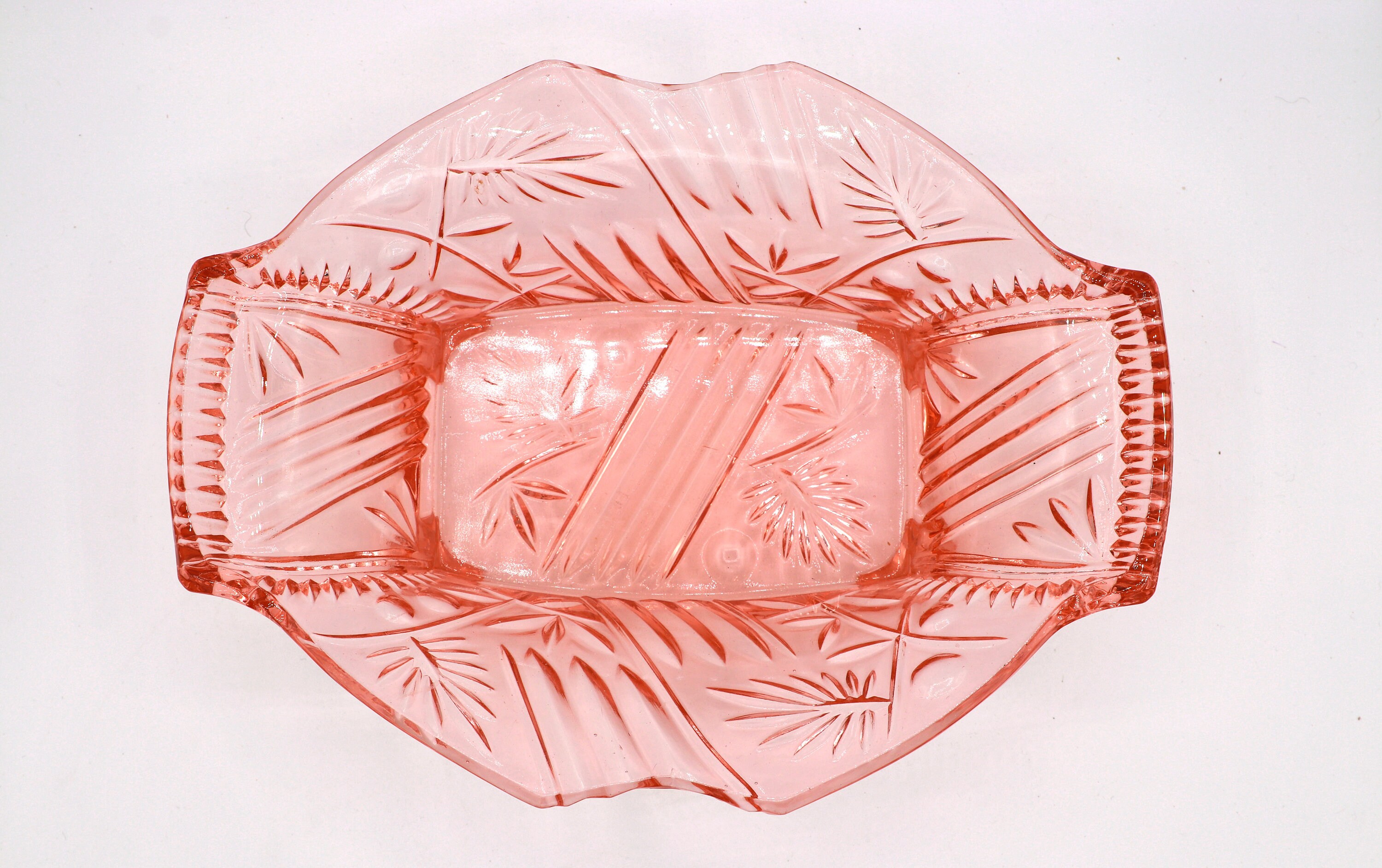 Vintage Art-Deco Fußschale aus Rosalinglas, 1930er