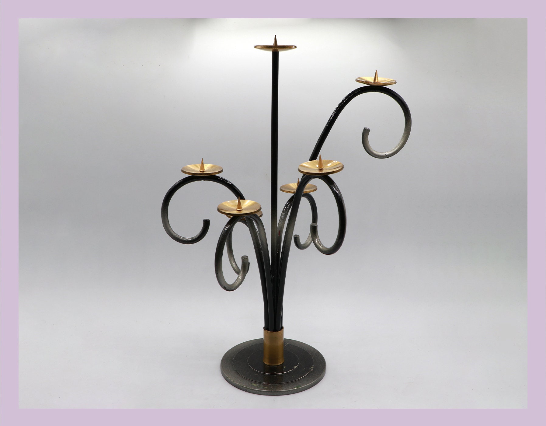 Großer Vintage 7-armiger Kerzenleuchter aus Messing