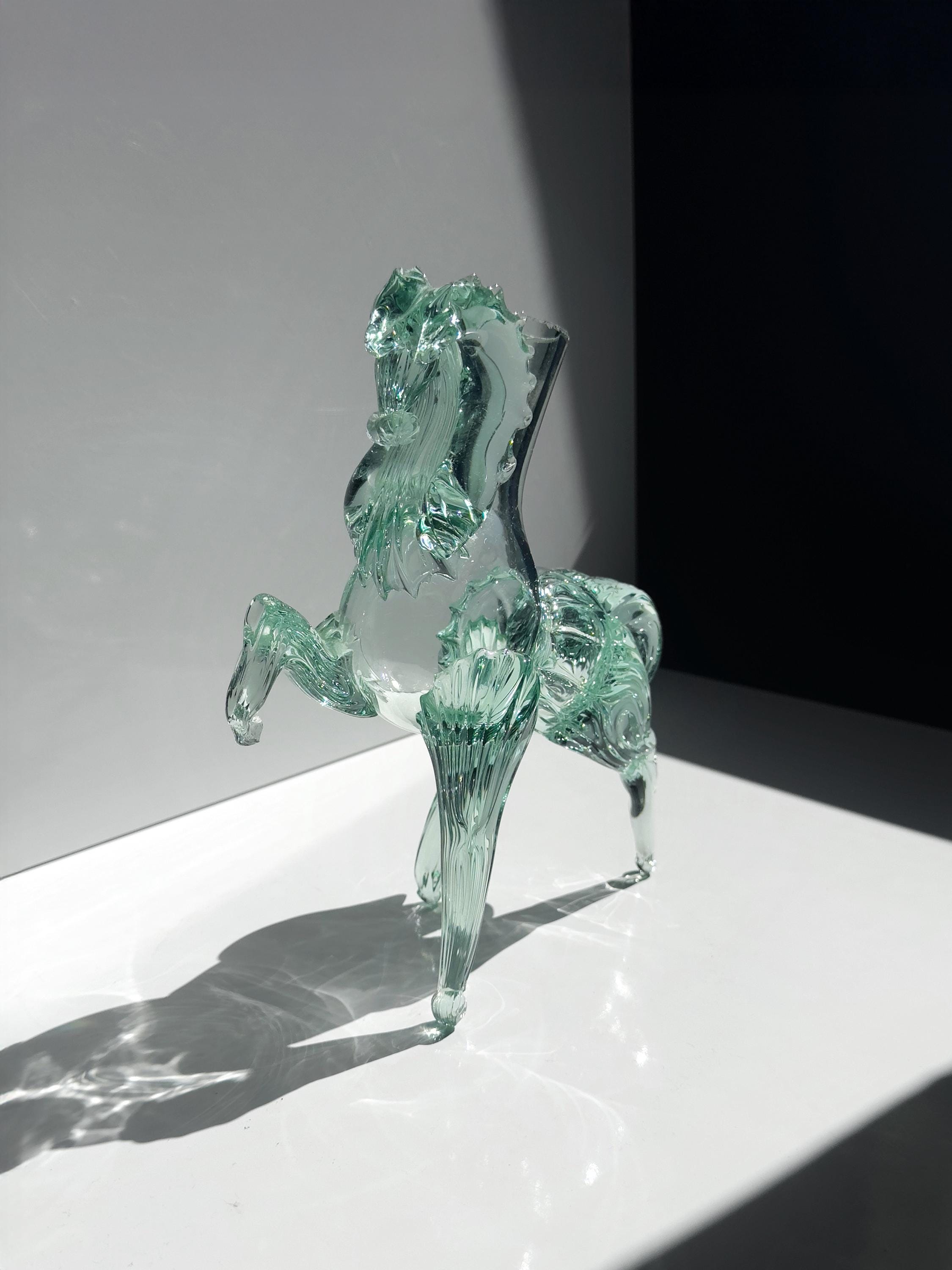 Vintage Murano Pferde-Vase in Mintgrün, Italien um 1970