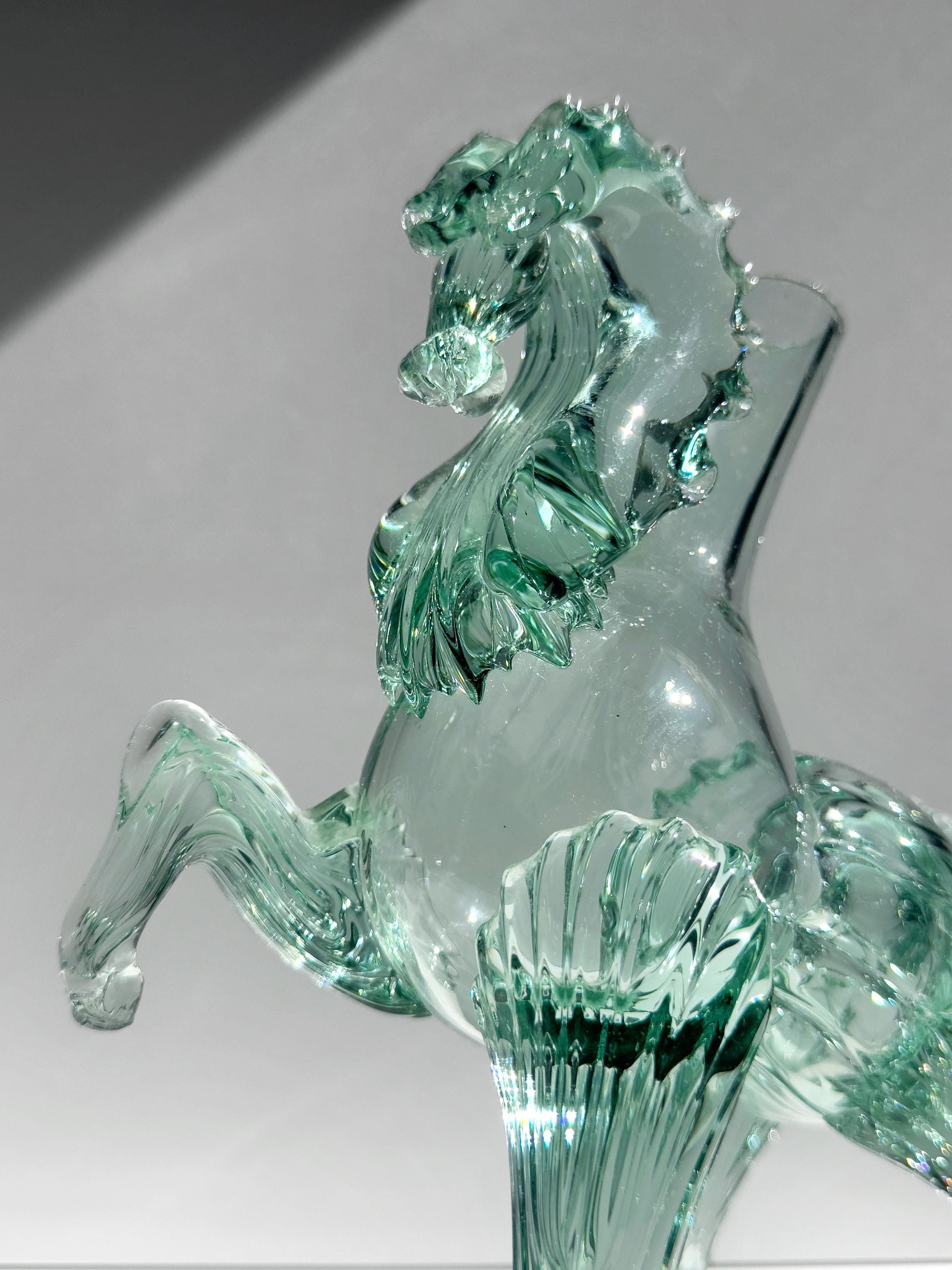Vintage Murano Pferde-Vase in Mintgrün, Italien um 1970