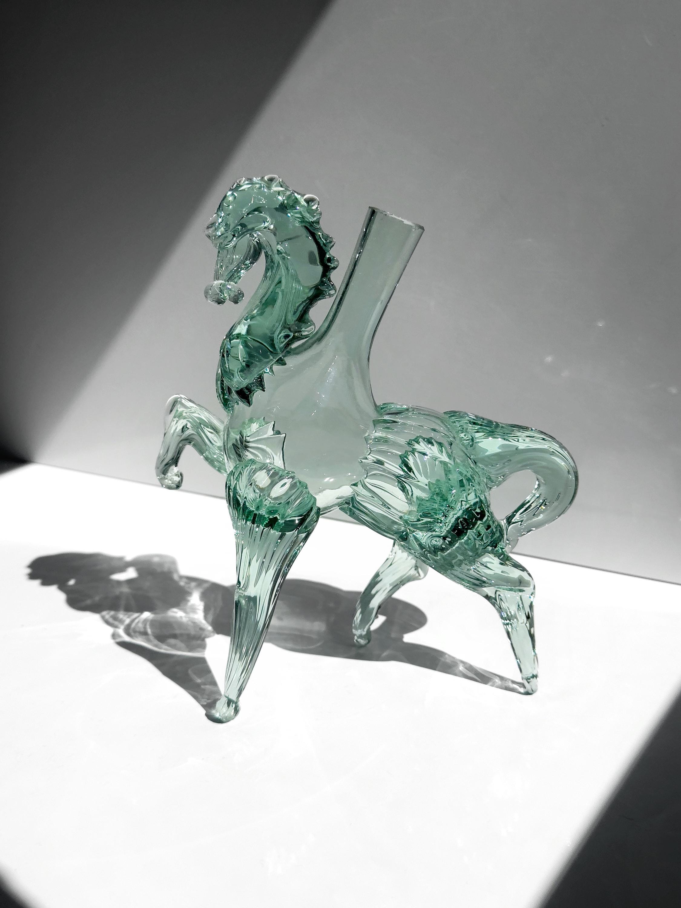Vintage Murano Pferde-Vase in Mintgrün, Italien um 1970