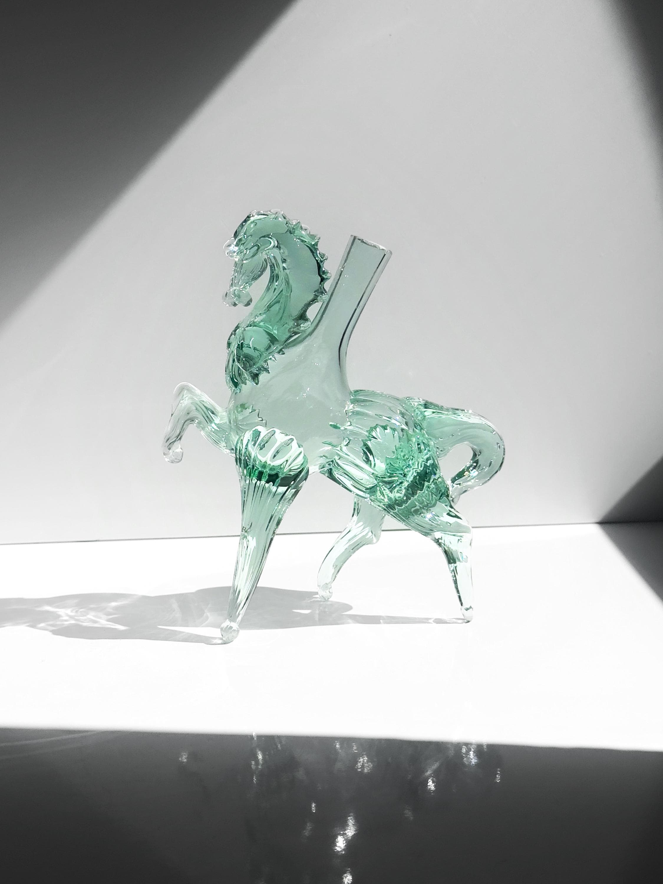 Vintage Murano Pferde-Vase in Mintgrün, Italien um 1970