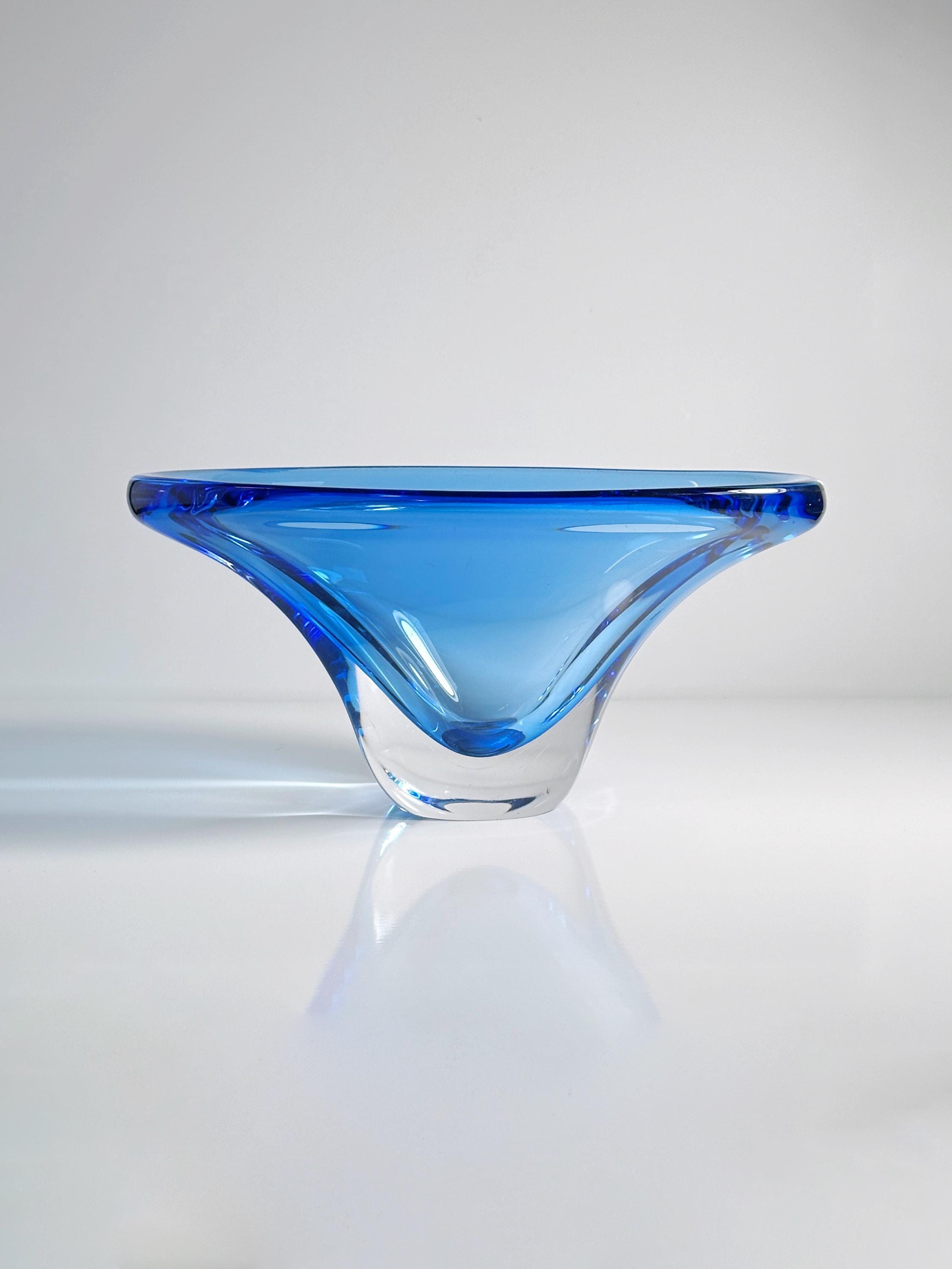Focke & Meltzer Amsterdam große Kristallglasschale in Blau